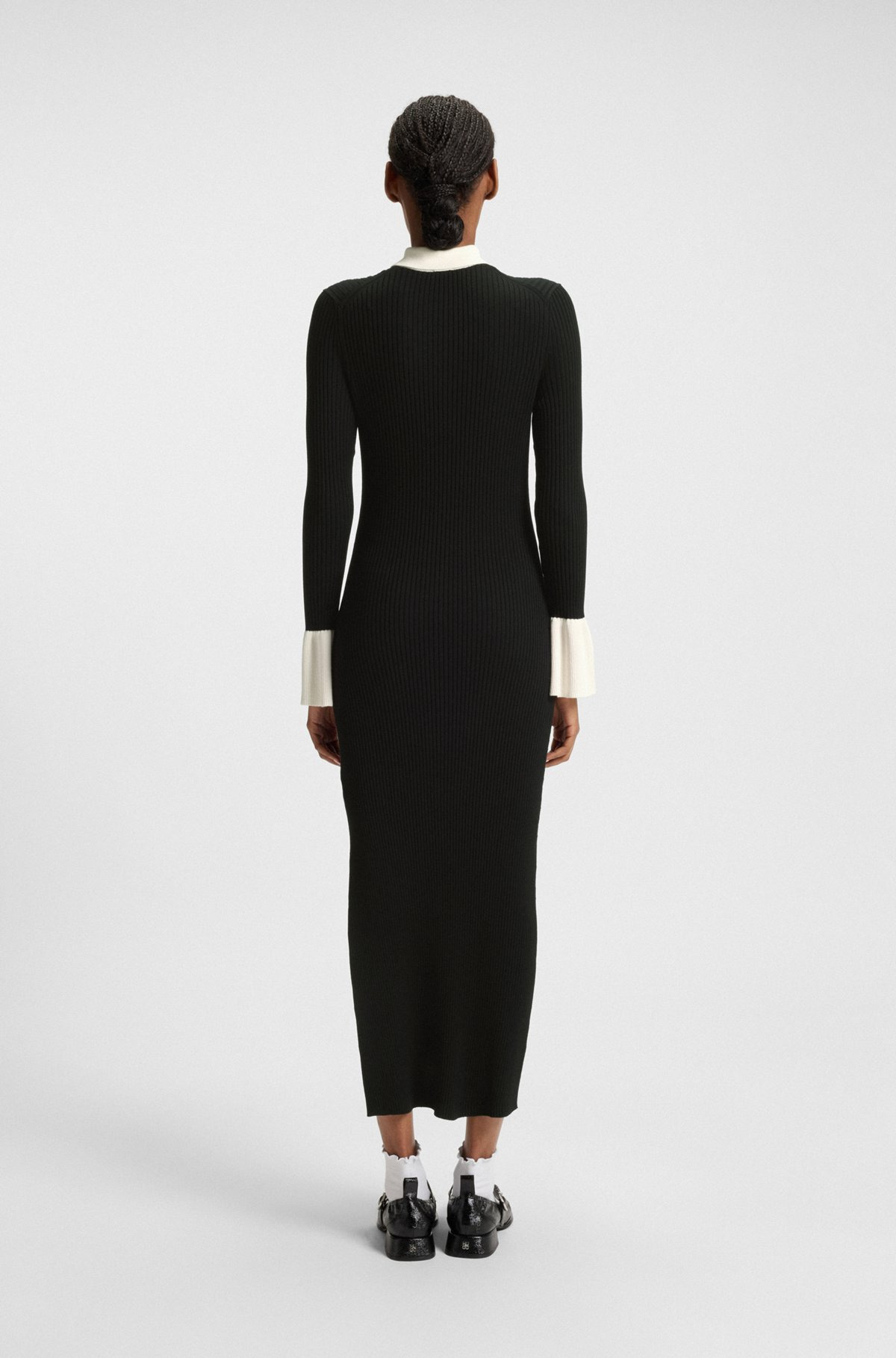 KNITTED TUBE DRESS WITH STACKED-LOGO KEYHOLE PLACKET - 5