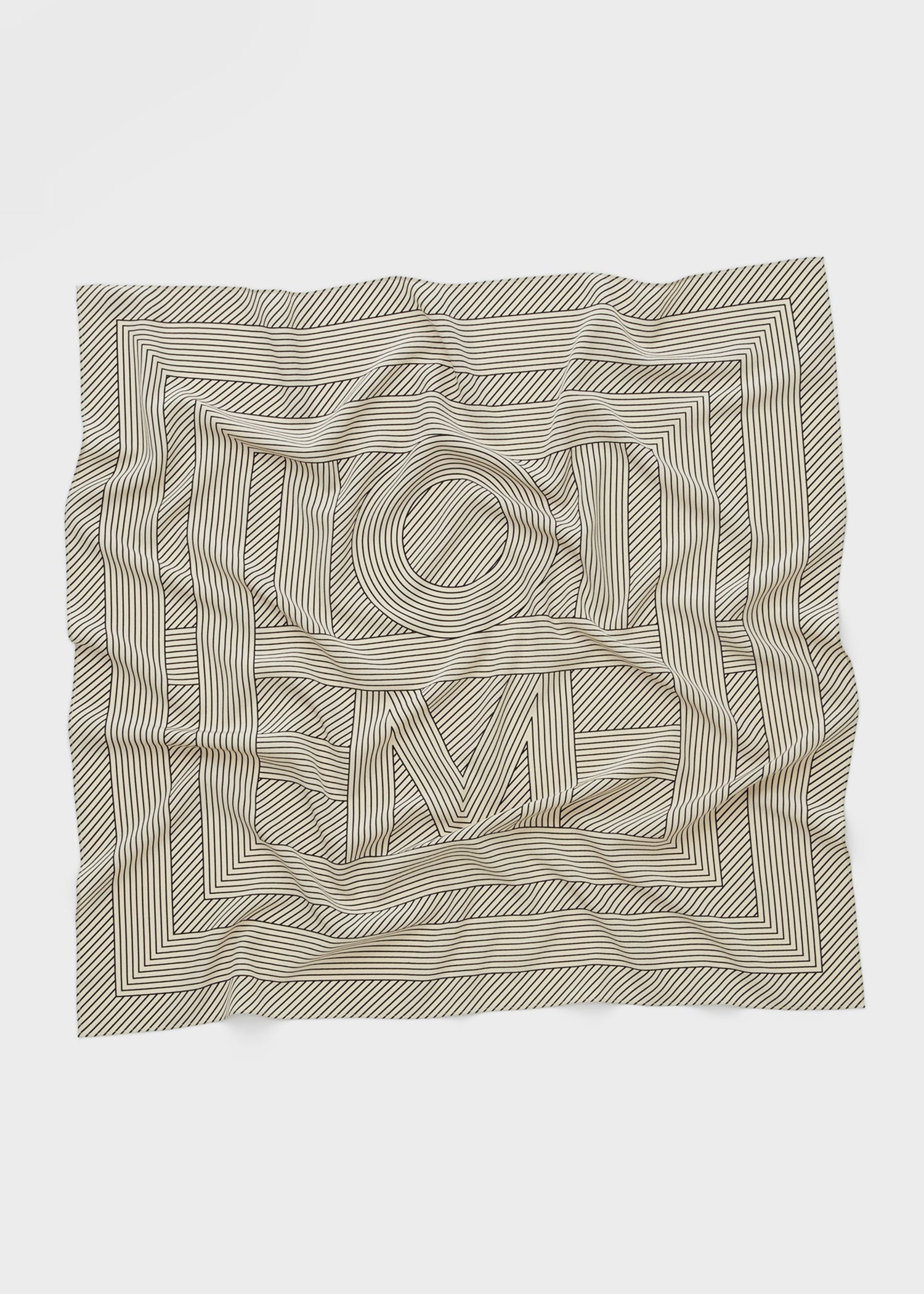 Striped monogram silk scarf creme - 4