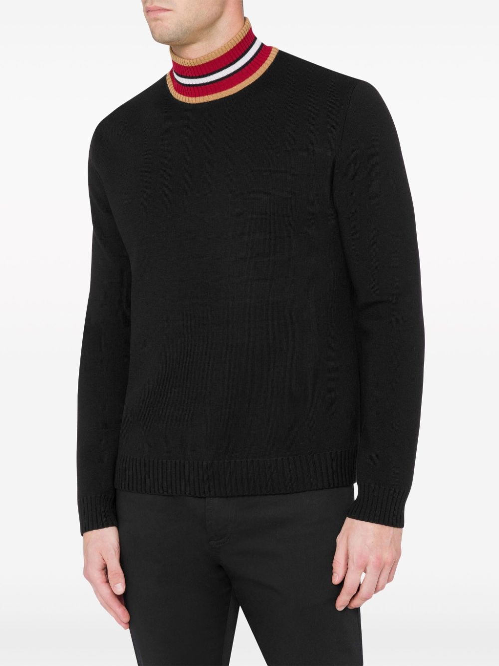 striped-neck virgin-wool jumper - 2