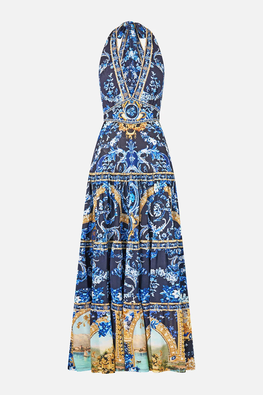 HALTER JERSEY DRESS WITH TIERED SKIRT SWEET SACRÉ BLEU - 1