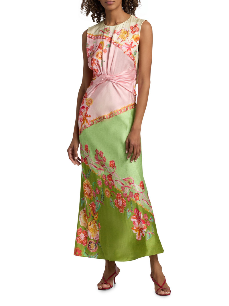 Women's Gwen Printed Satin Maxi Dress - Lilia Trellis Placement 3
