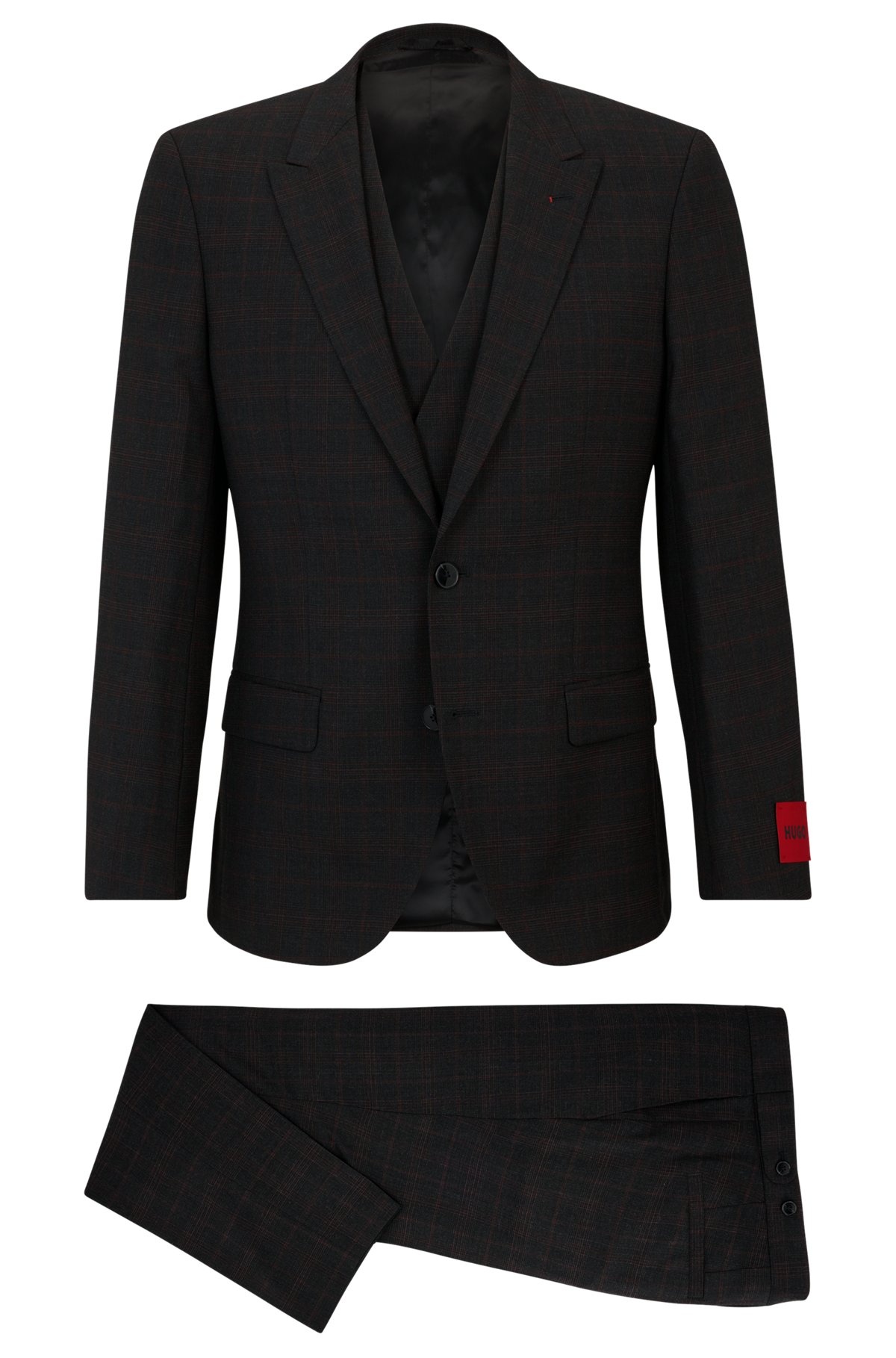 SLIM-FIT THREE-PIECE SUIT IN A CHECKED WOOL BLEND - 9
