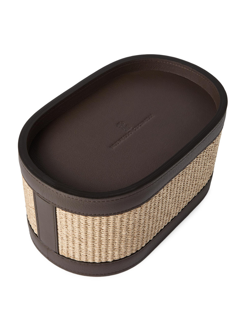 Raffia Effect Techno Cotton and Leather Organizer Basket - Rope 3