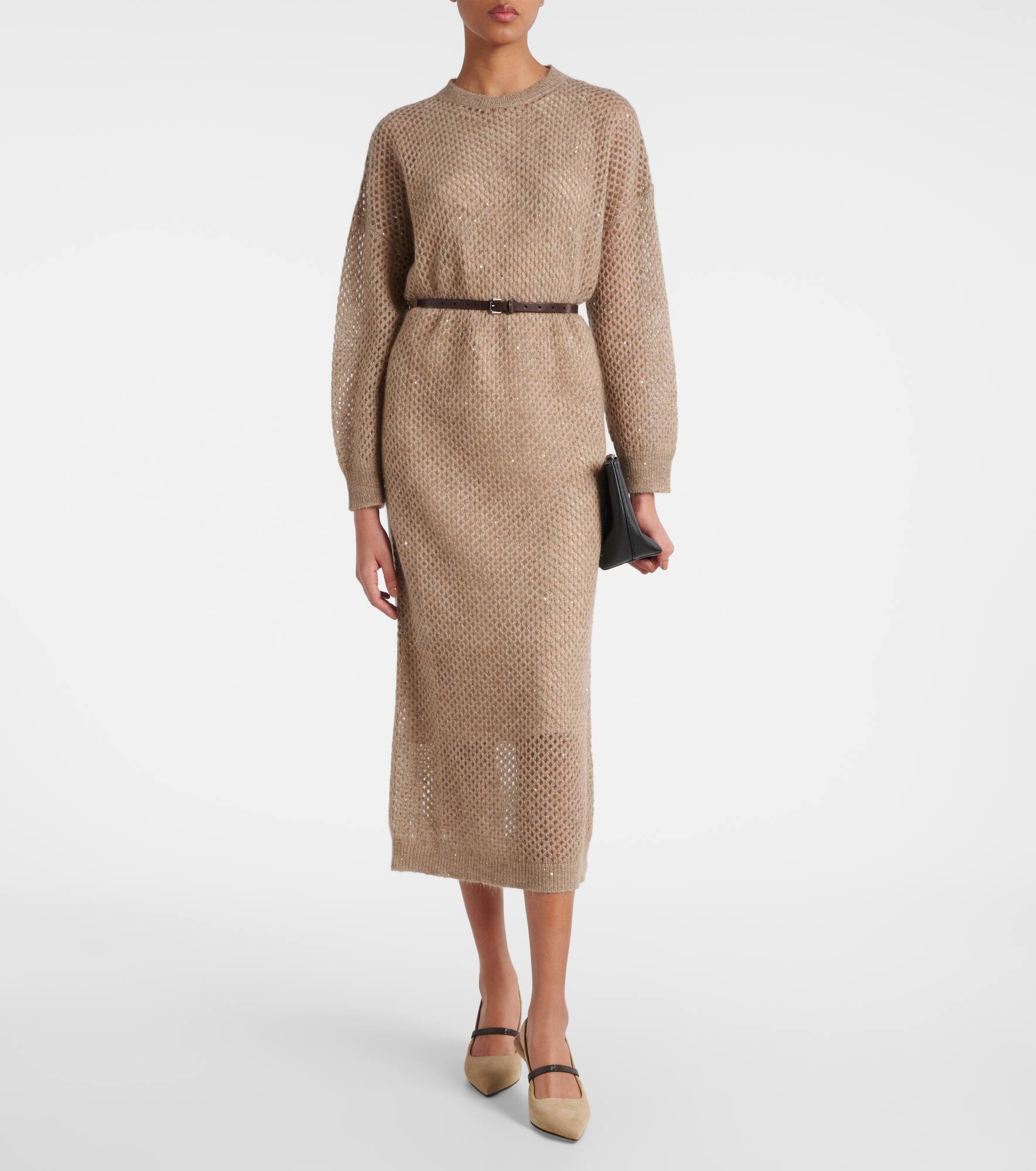 Belted knitted midi dress - 2