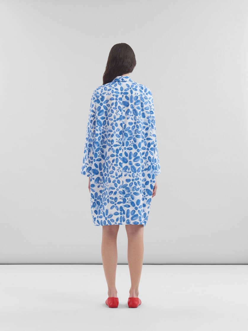 WHITE POPLIN COCOON DRESS WITH BLOOMING PRINT - 3