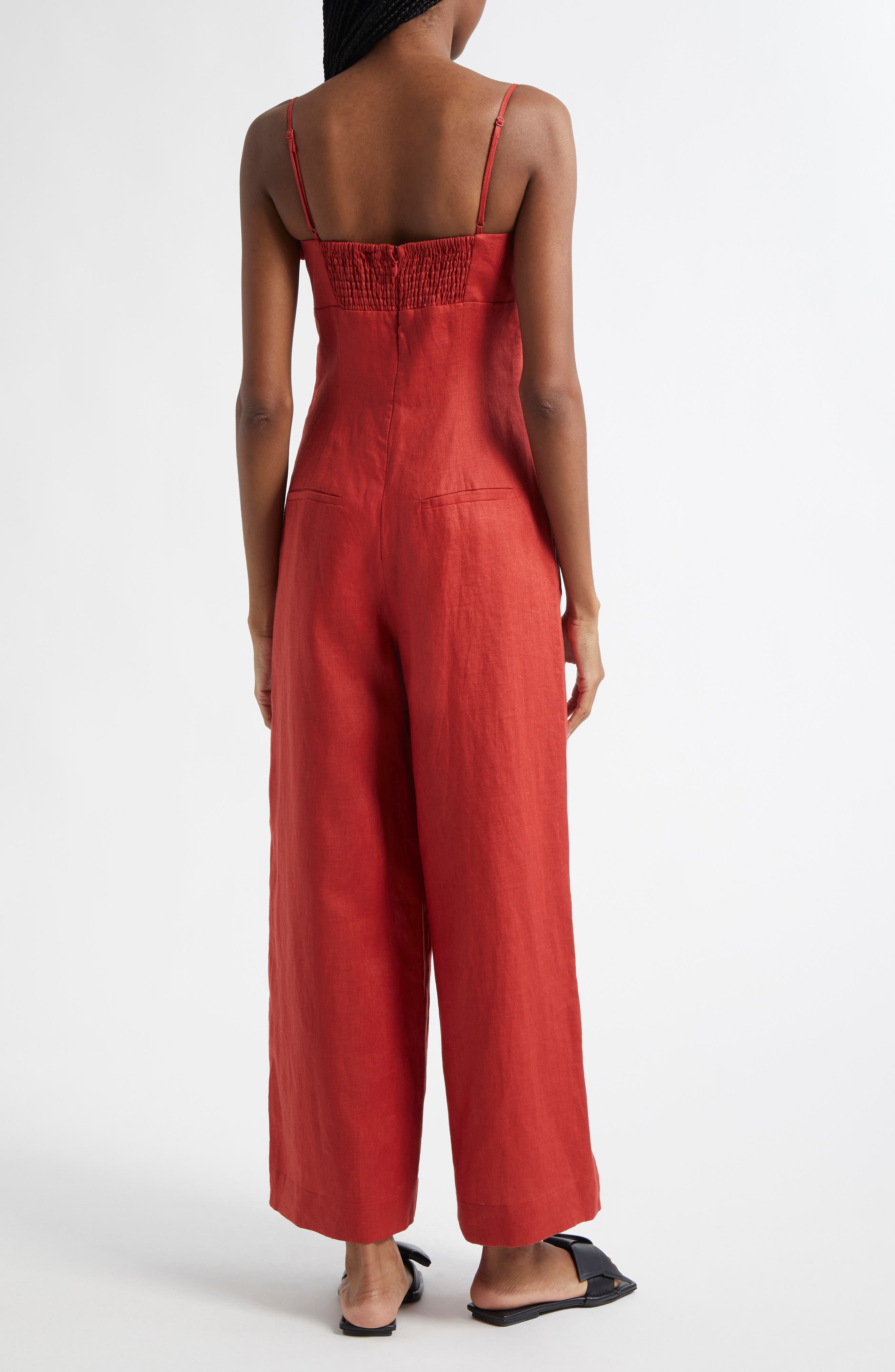 FARM Rio Red Petals Cup Wide Leg Linen Jumpsuit at Nordstrom - 2