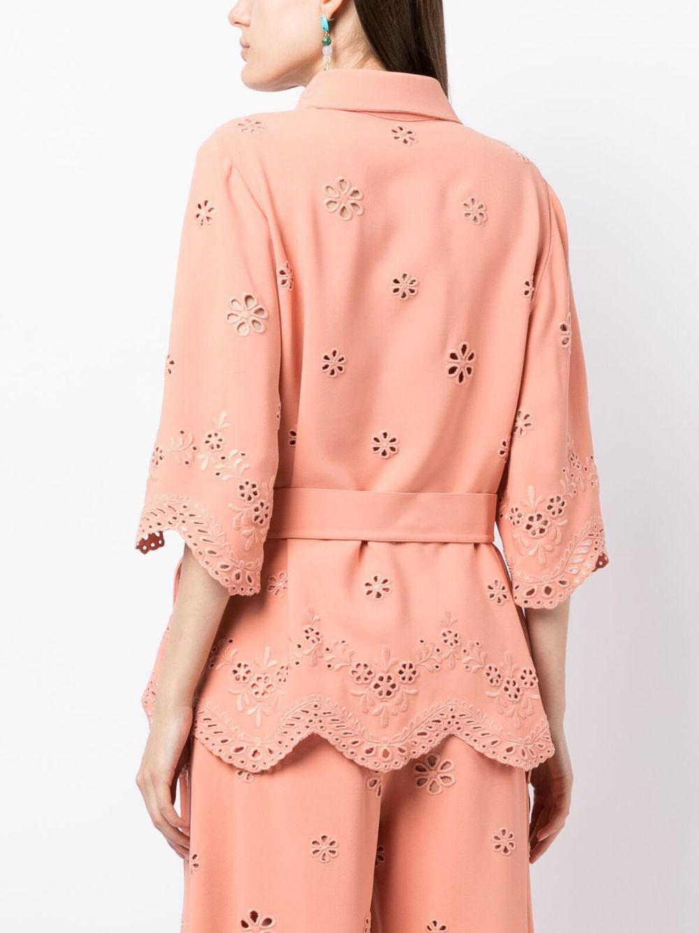 embroidered cady tied-waist blouse - 4