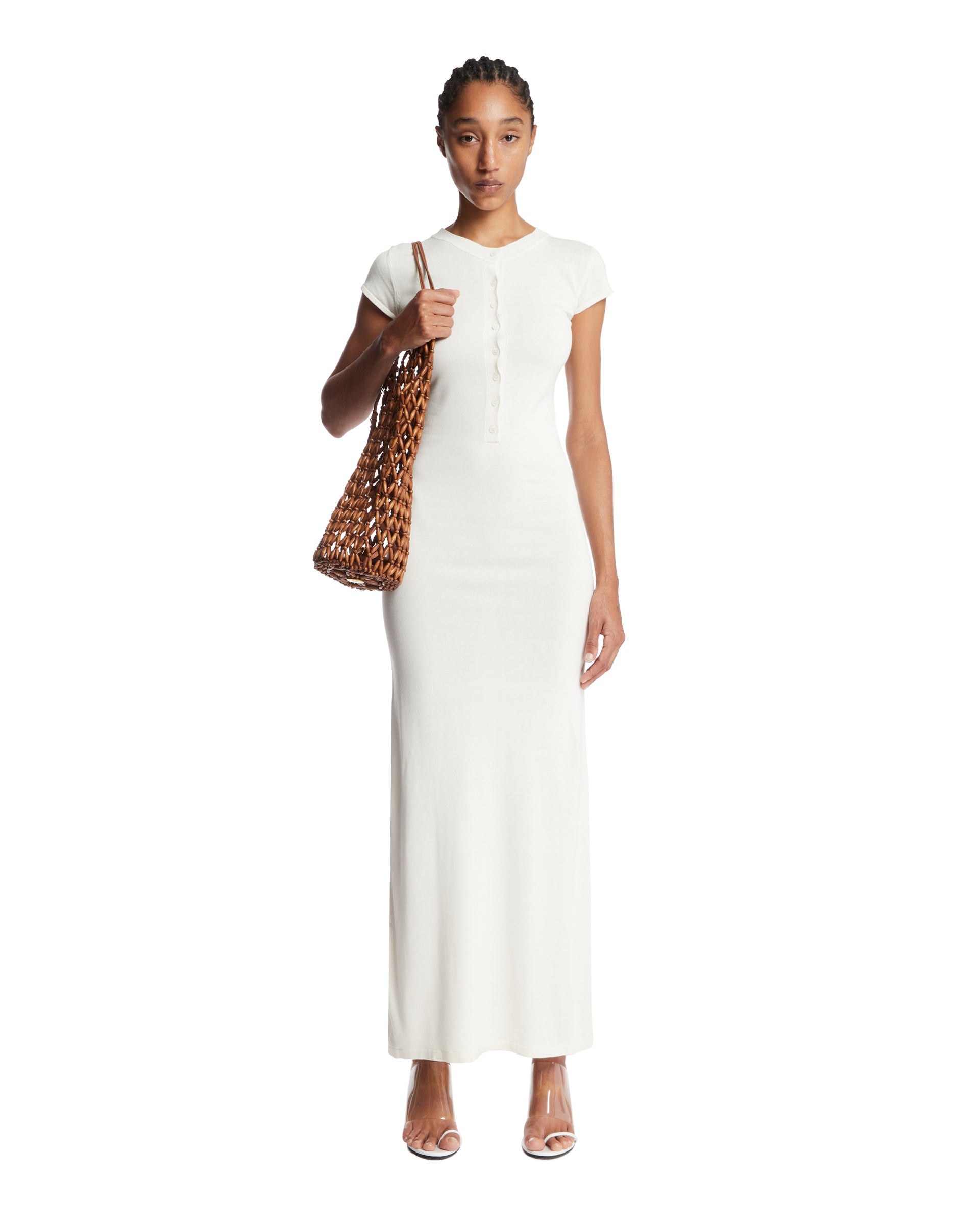 White Maxi Dress with Buttons - 2