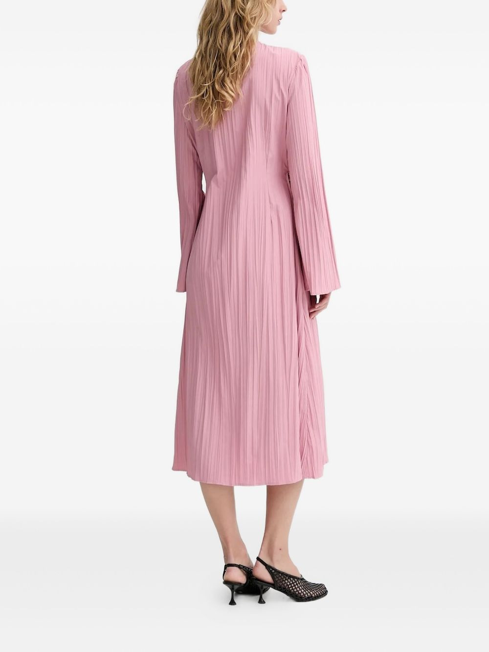 pleated tie-neck midi dress - 3