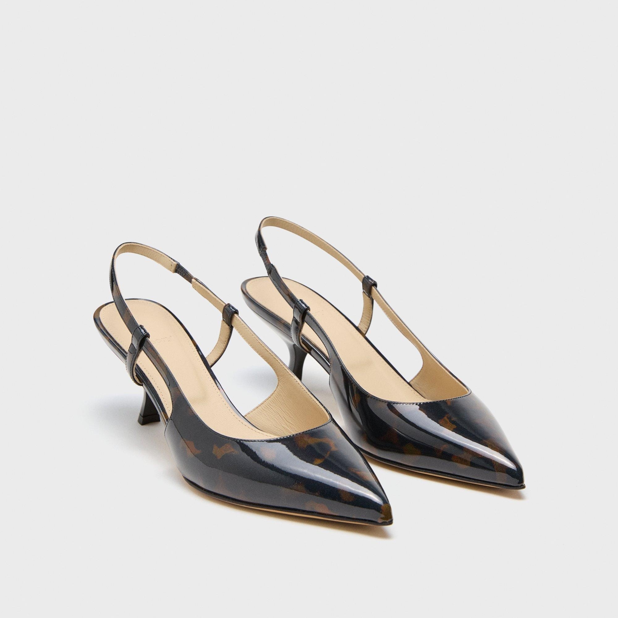 Micro Slingback Pump in Tortoiseshell Printed Leather - 5