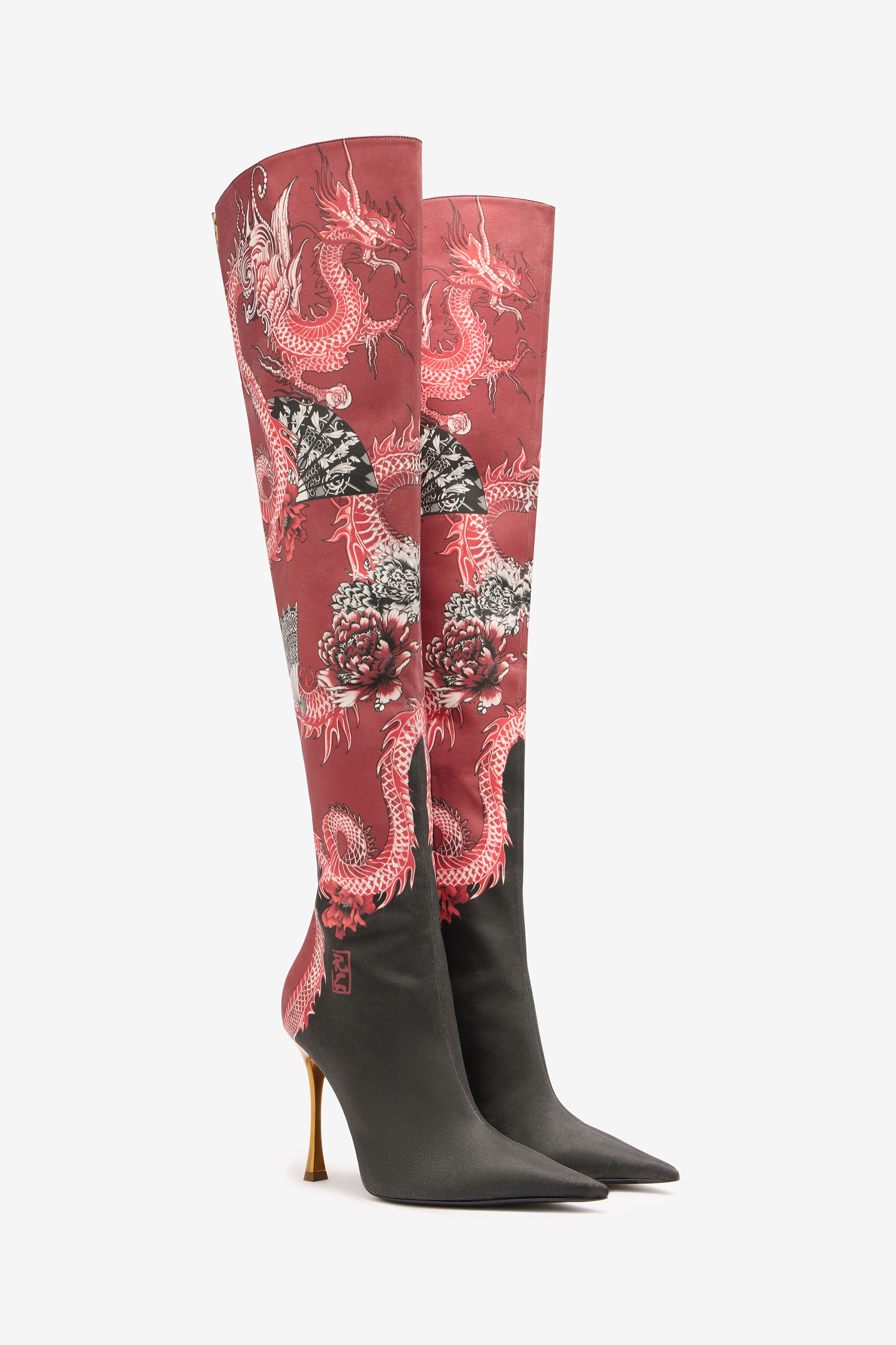 Knee-High Boots With Dragon Print - 2