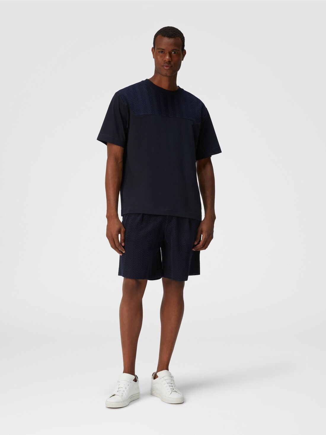 Cotton jersey T-shirt with zigzag insert - 2