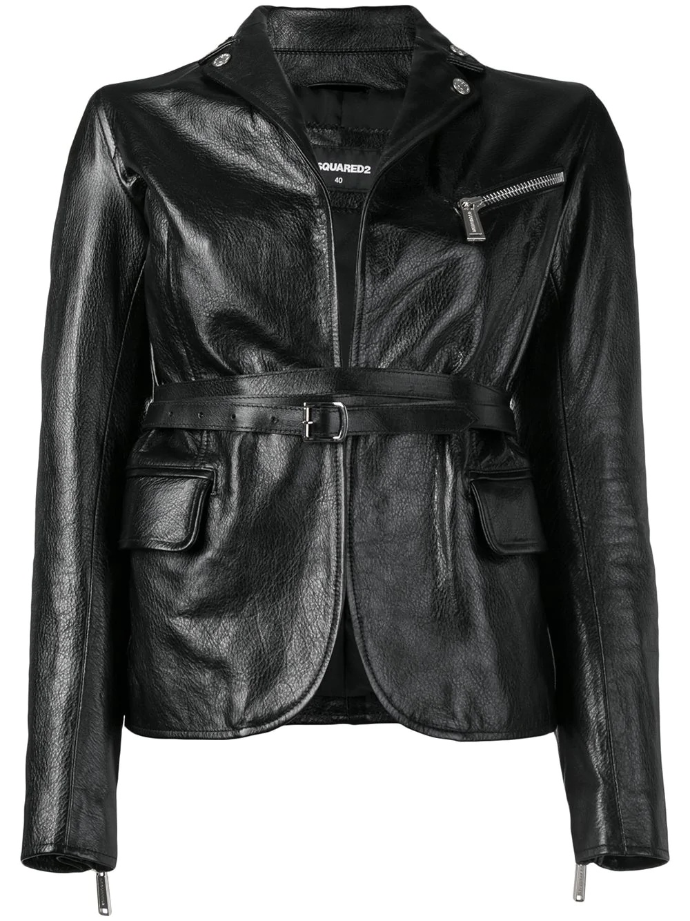 fitted biker jacket - 1