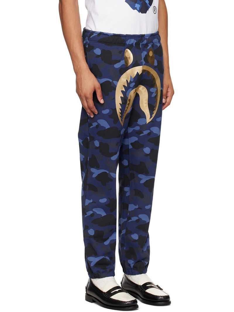 A BATHING APE® Navy Color Camo Shark Sweatpants outlook