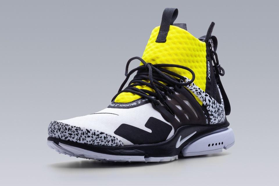 APM2-100 Nike® Air Presto Mid / Acronym® White/Dynamic Yellow/Black - 8