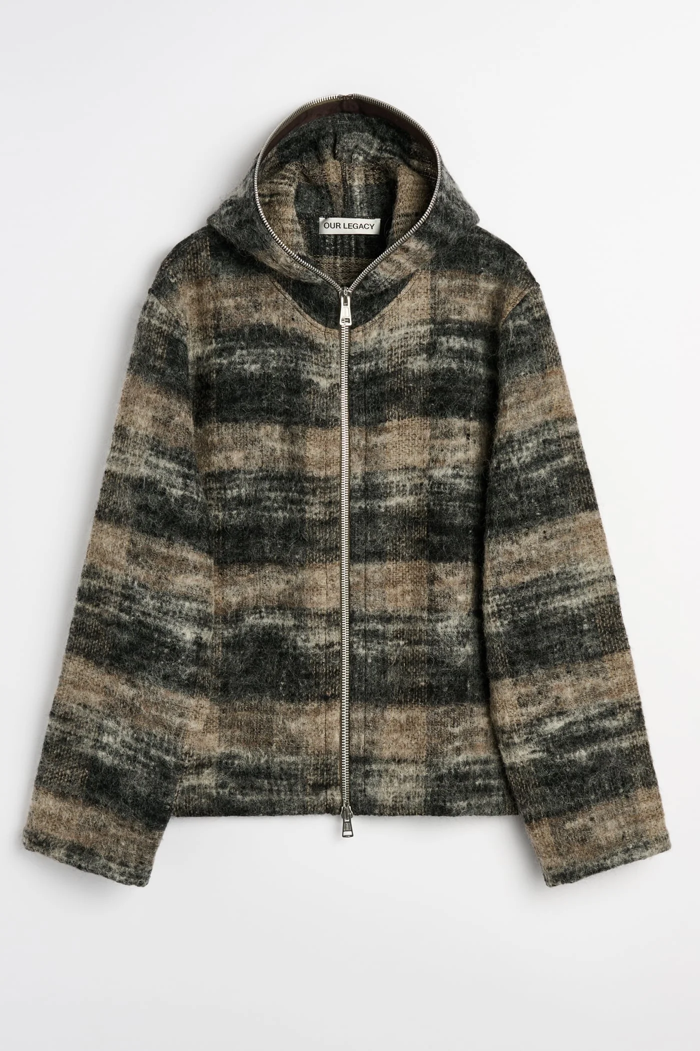 Full Zip Hood Night Woods Check Lofty Wool - 1
