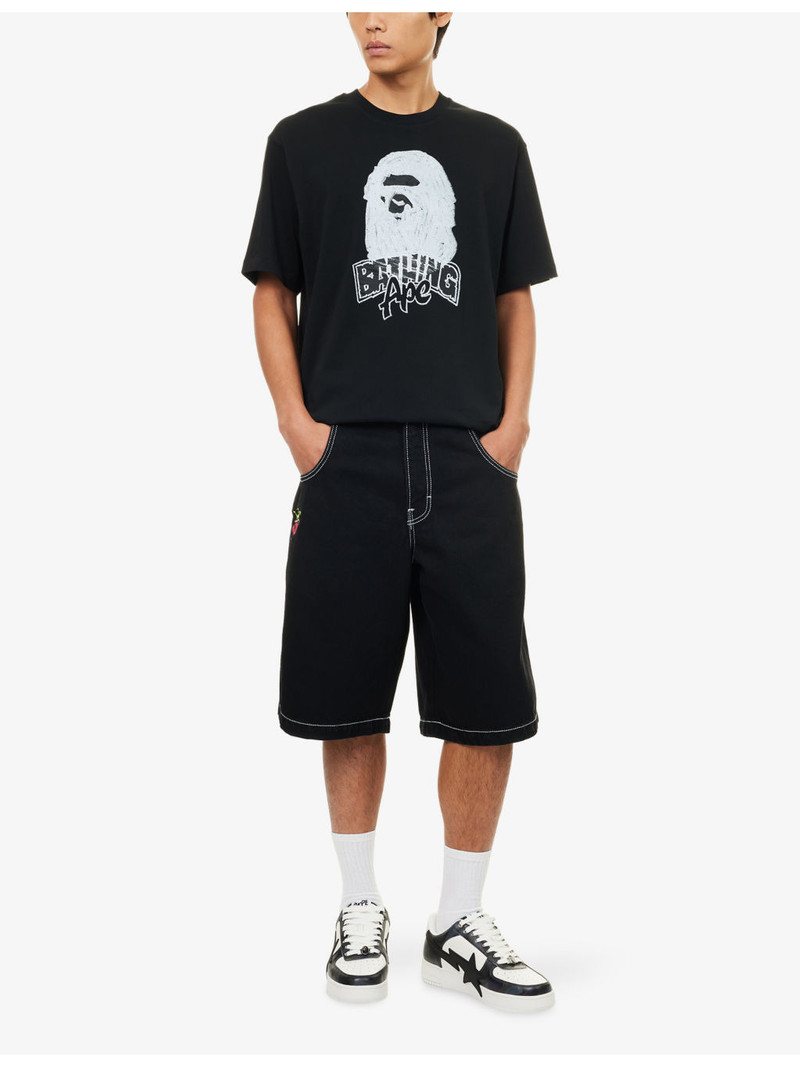 A BATHING APE® Hand Drawn Ape Brand-Print Cotton-Jersey T-Shirt outlook