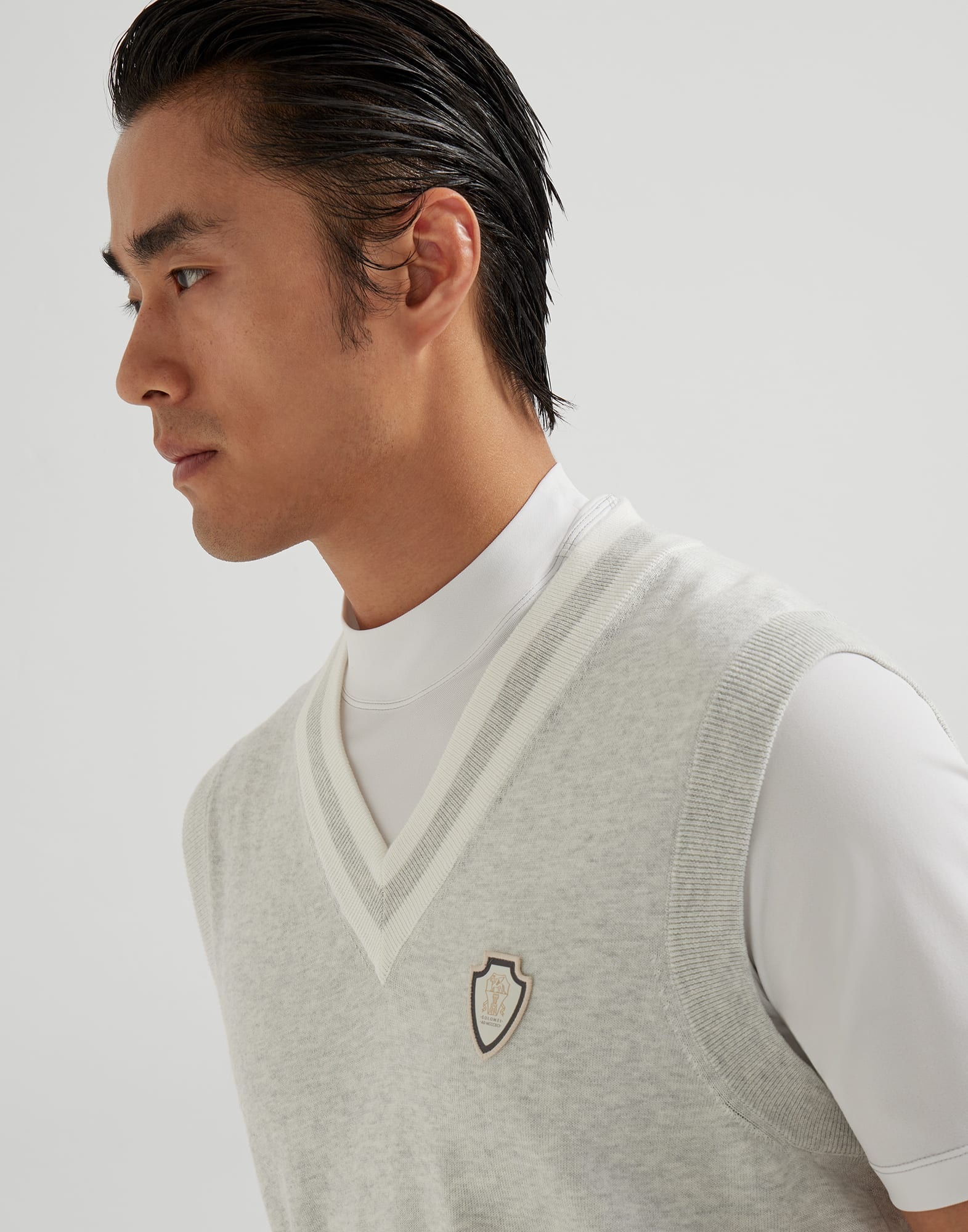 Cotton knit vest with logo - 3