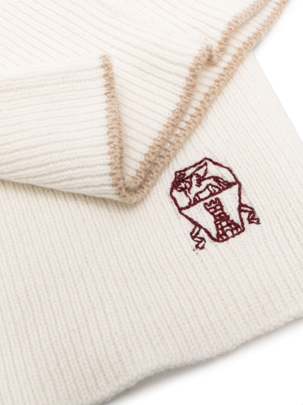 logo-embroidered cashmere scarf - 2