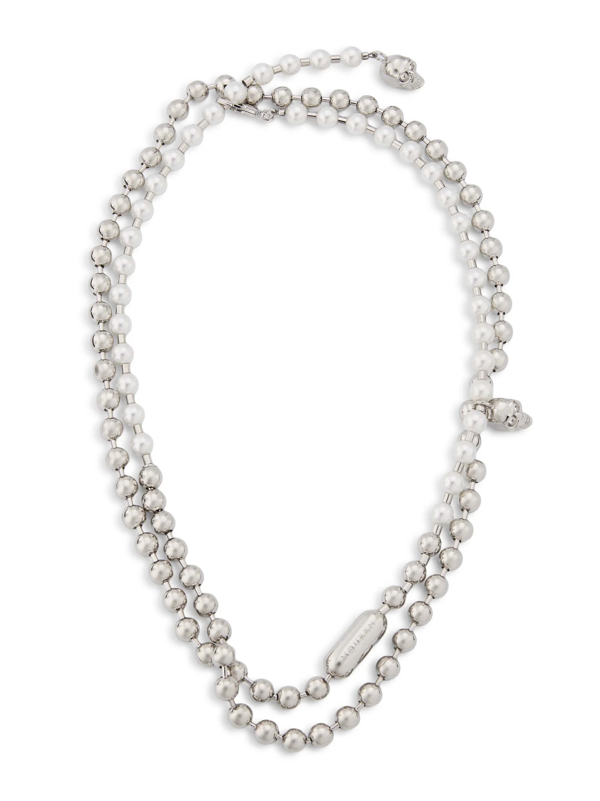 Women's Skull Pearl-Embellished Ball Chain Belt - Pearl - 1