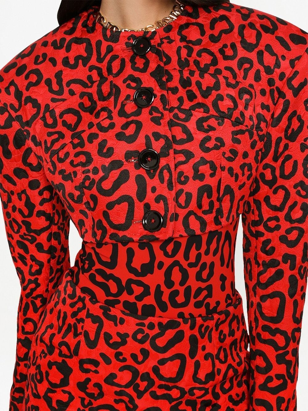 cropped leopard-print blazer - 5