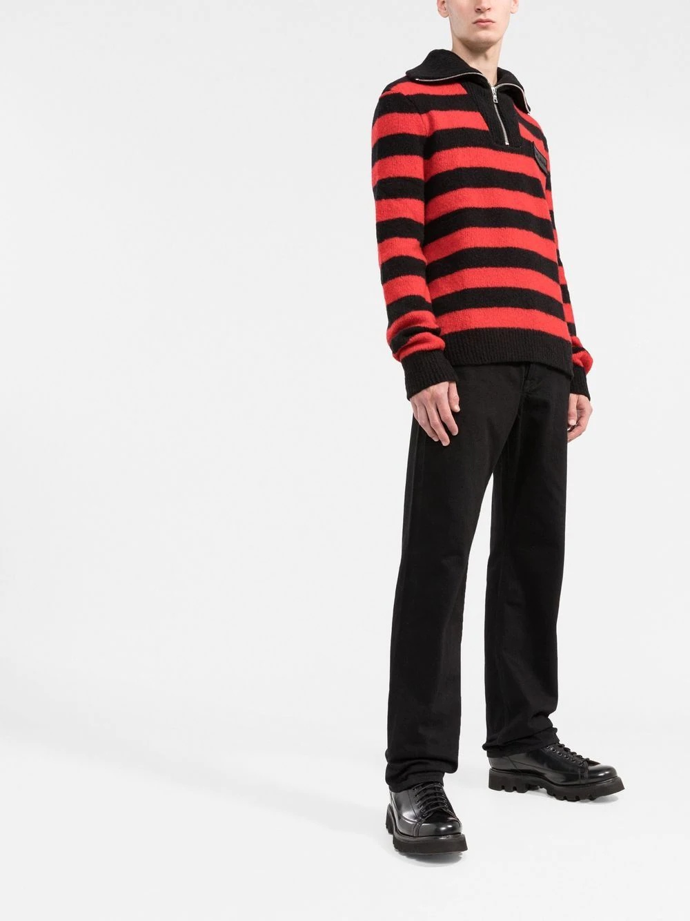 horizontal stripe knitted quarter-zip jumper - 2