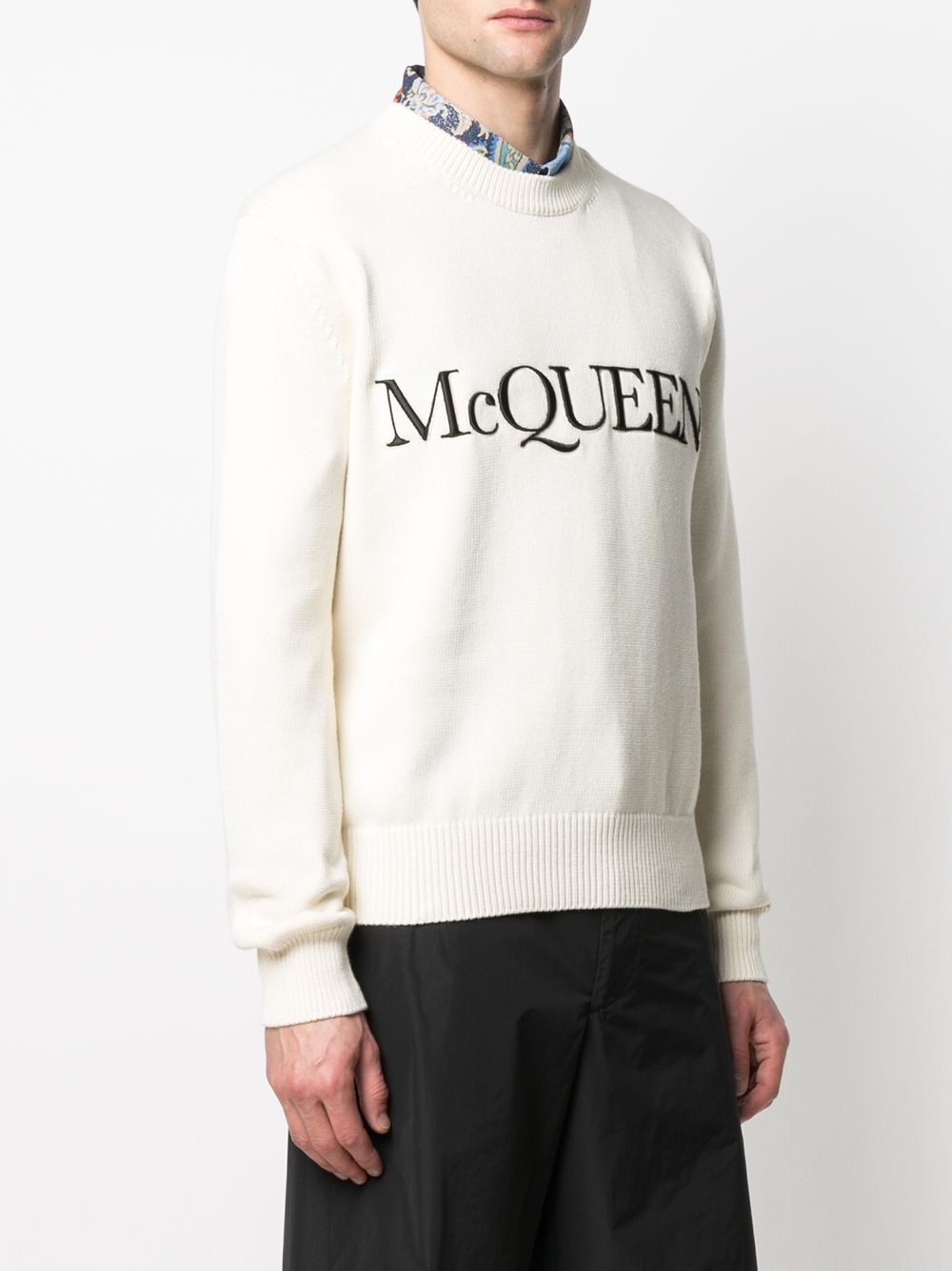 logo-embroidered knitted jumper - 3