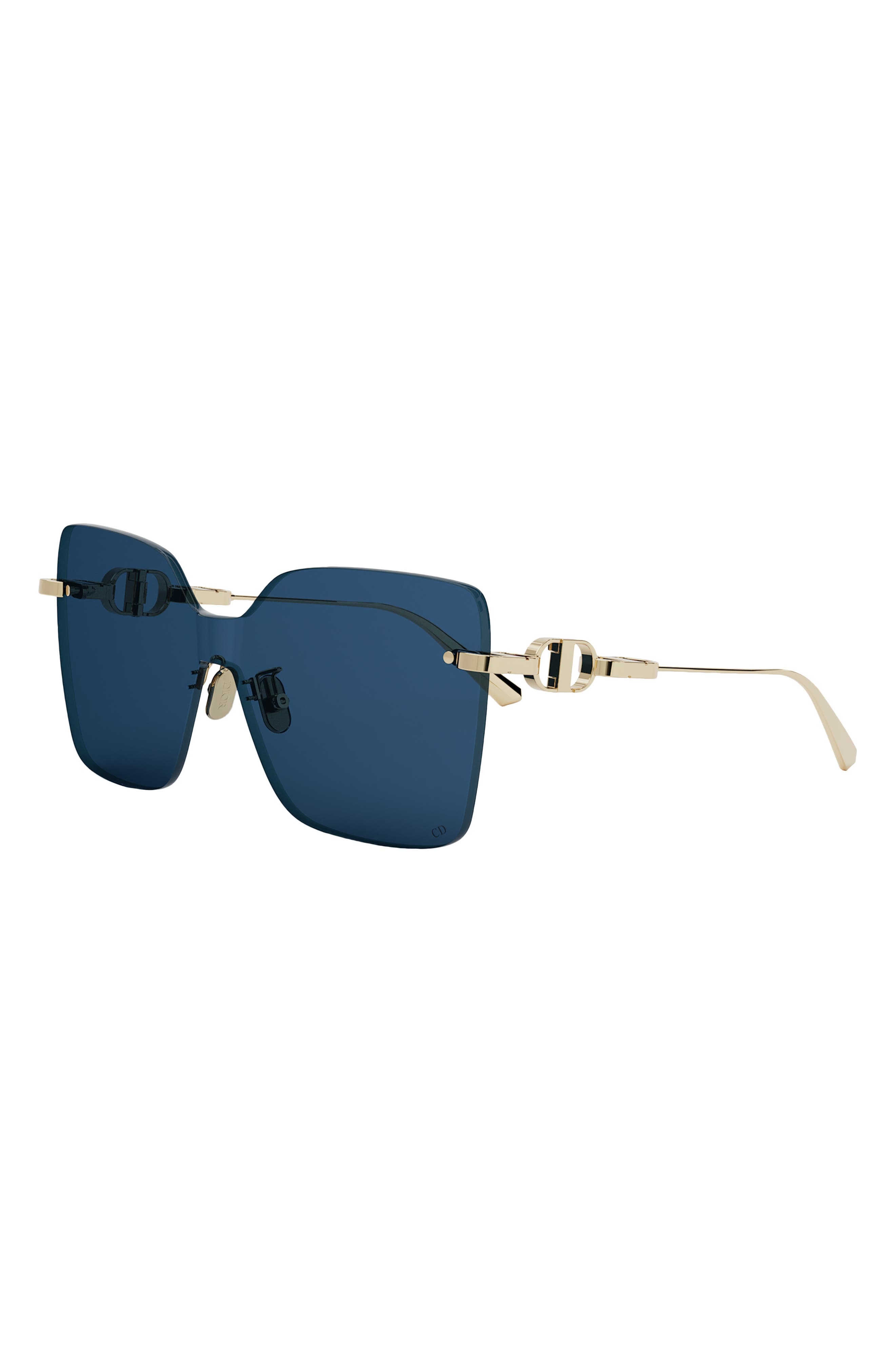 DIOR CD Chain M1U Mask Sunglasses in Shiny Gold Dh /Blue at Nordstrom - 2