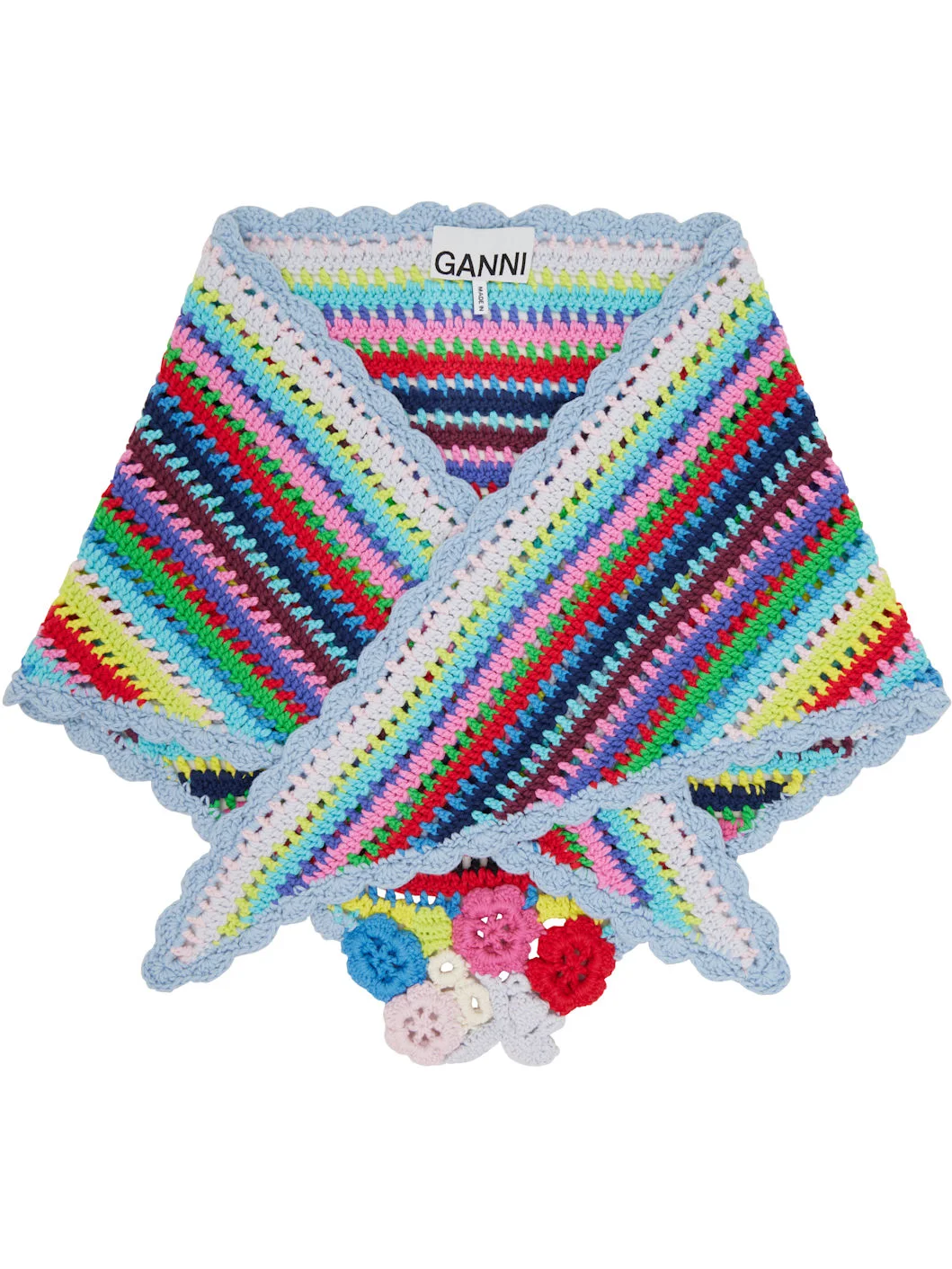 Multicolor Striped Crochet Scarf - 1