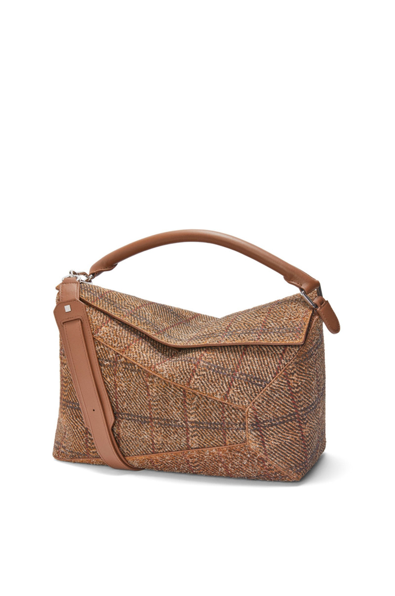 Large Puzzle bag in tartan brushed suede 1