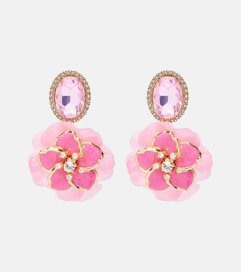 Embellished floral clip-on earrings 1