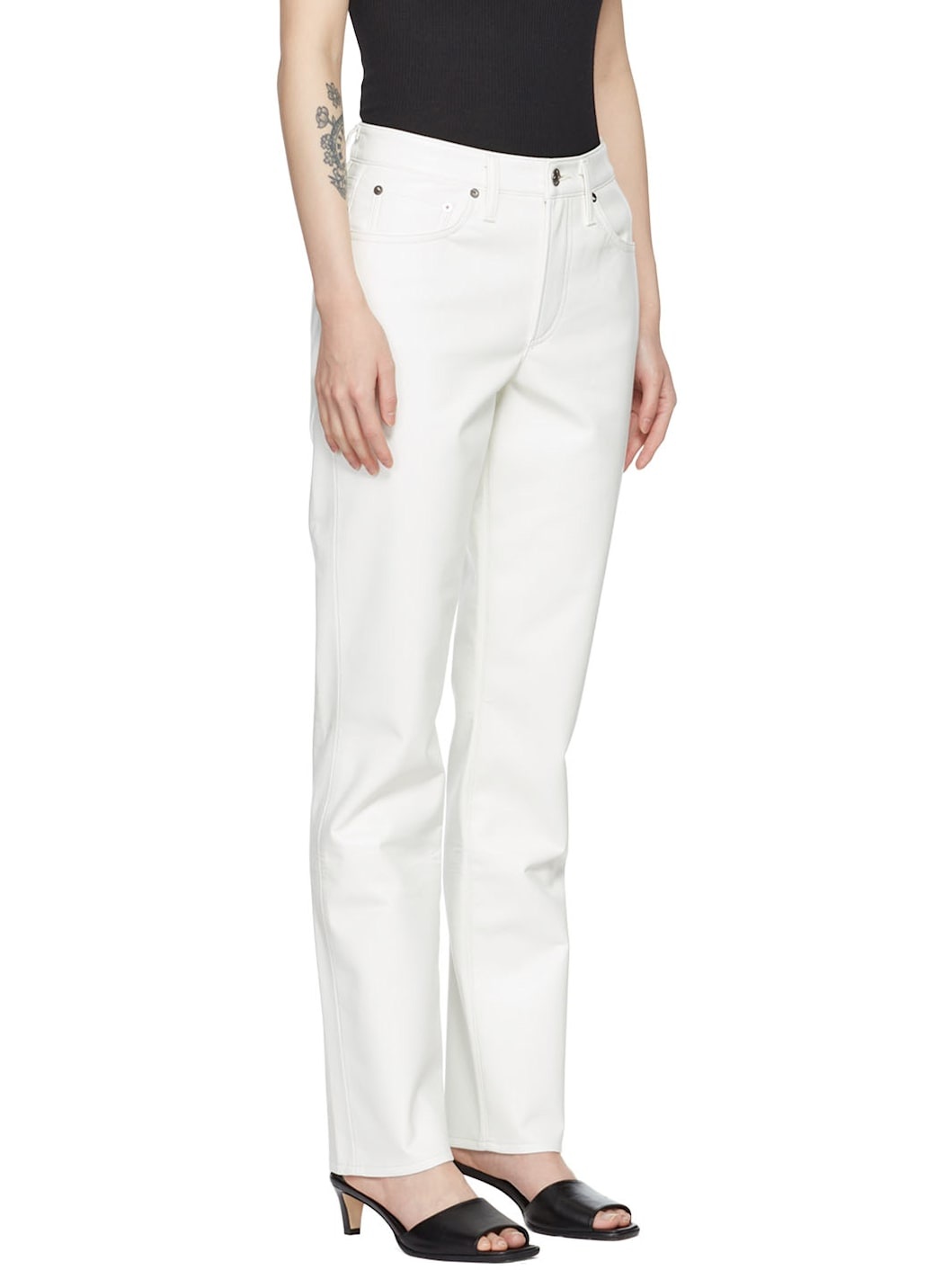 White Lyle Recycled Leather Pants - 2