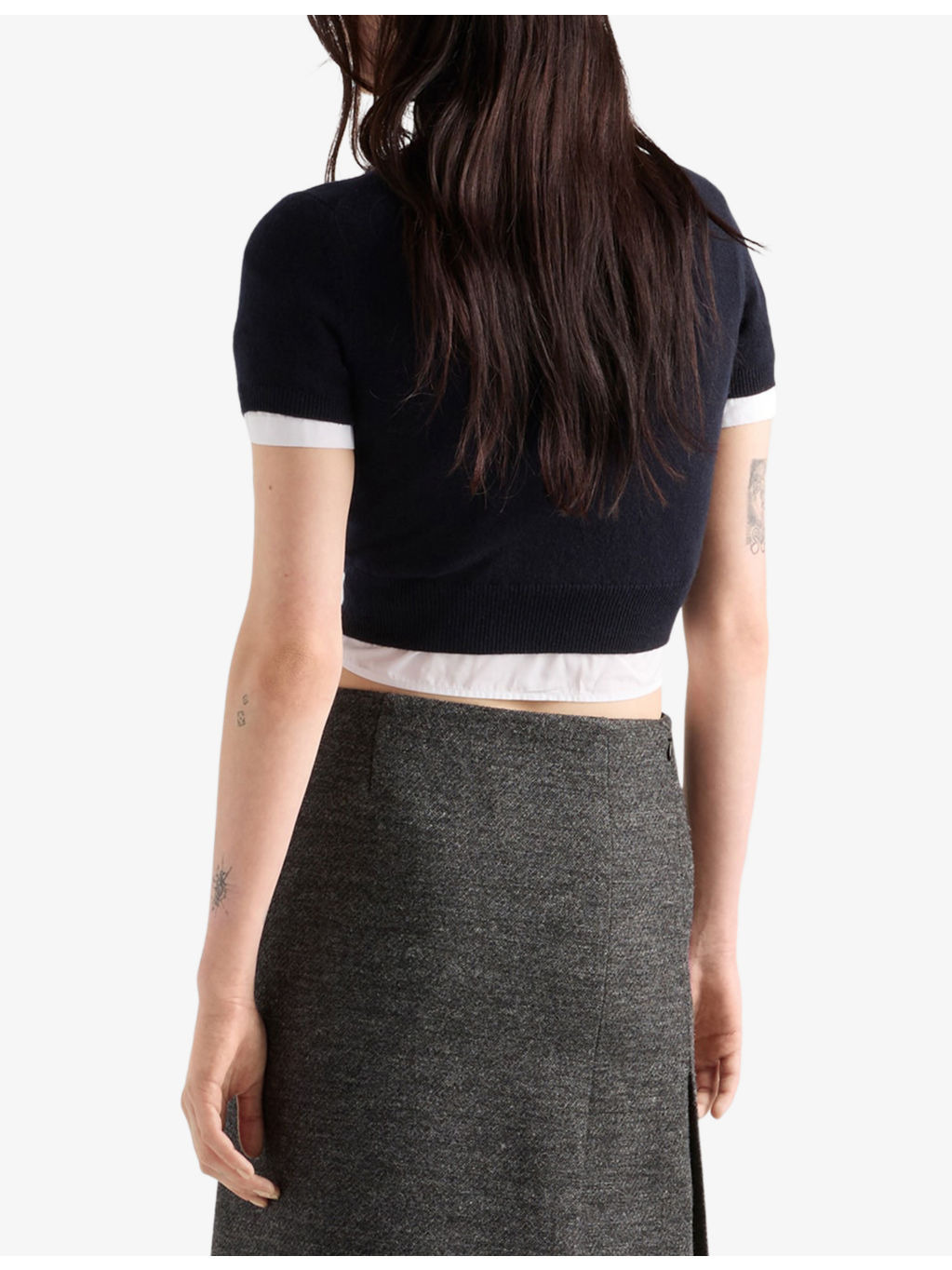 Triangle Cut-Out Cashmere Crew Neck Knitted Top - 4