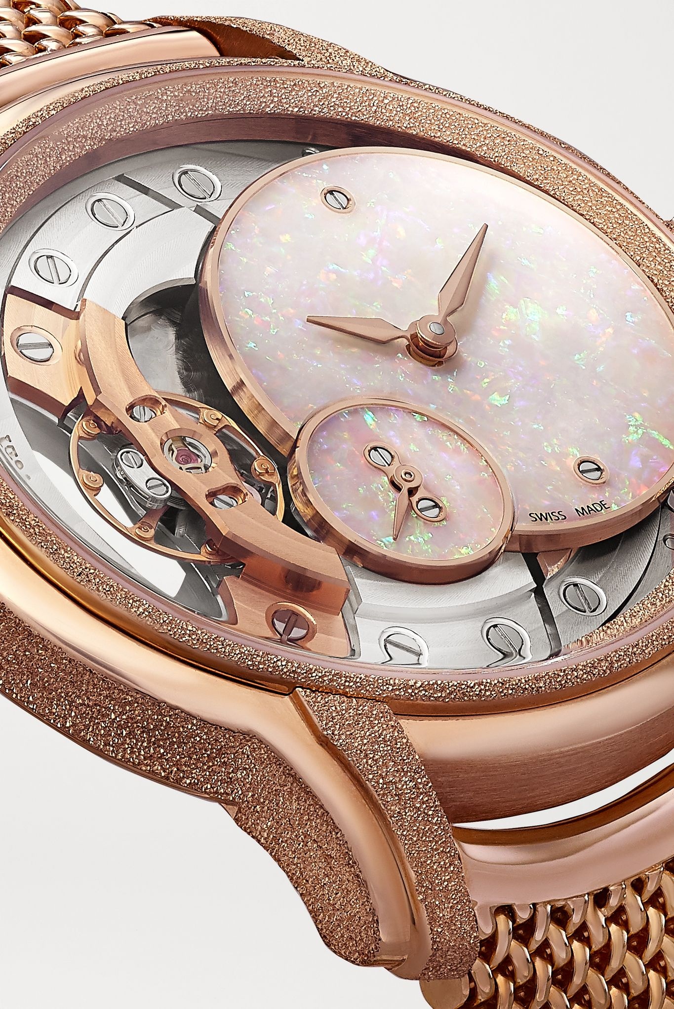 Millenary 39.5mm 18-karat frosted pink gold and opal watch - 5