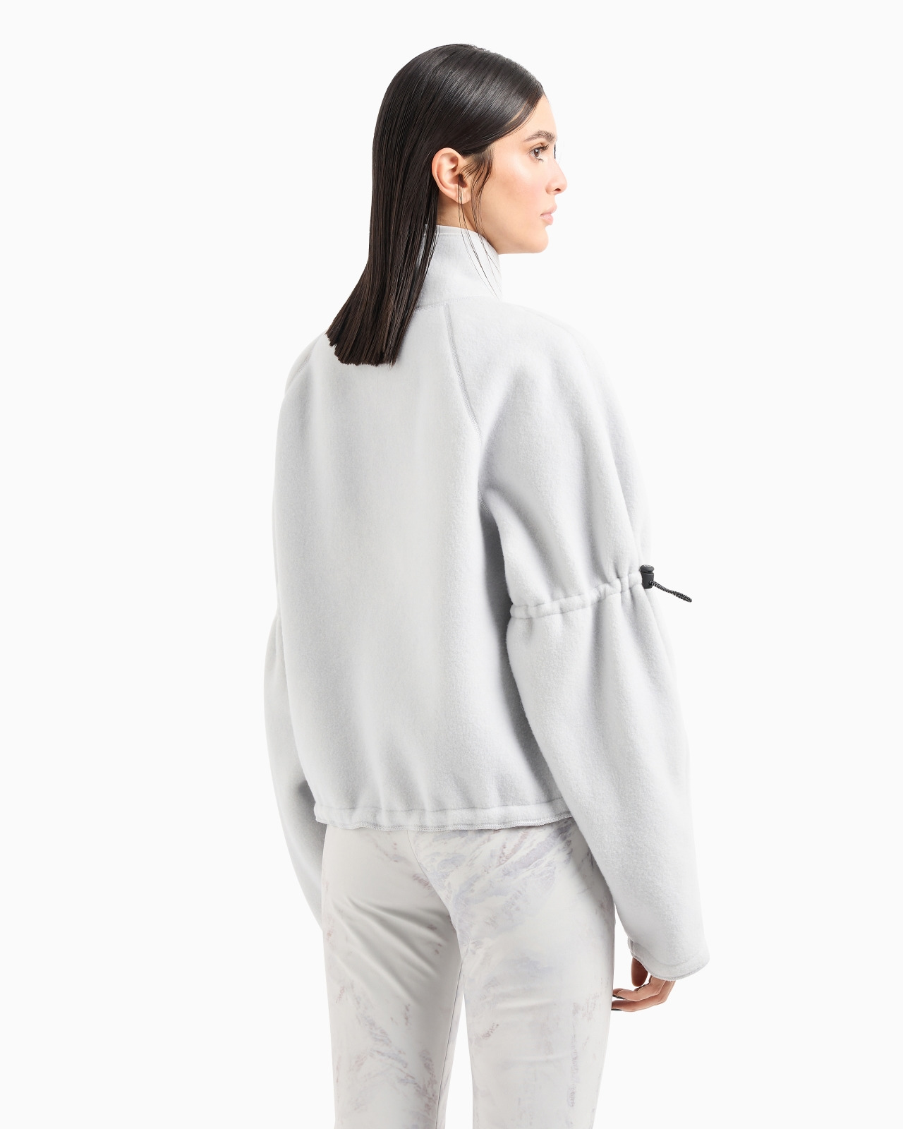 GIORGIO ARMANI NEVE MOCK-NECK SWEATSHIRT IN FLEECE-EFFECT JERSEY MADE OF VIRGIN WOOL AND CASHMERE - 3