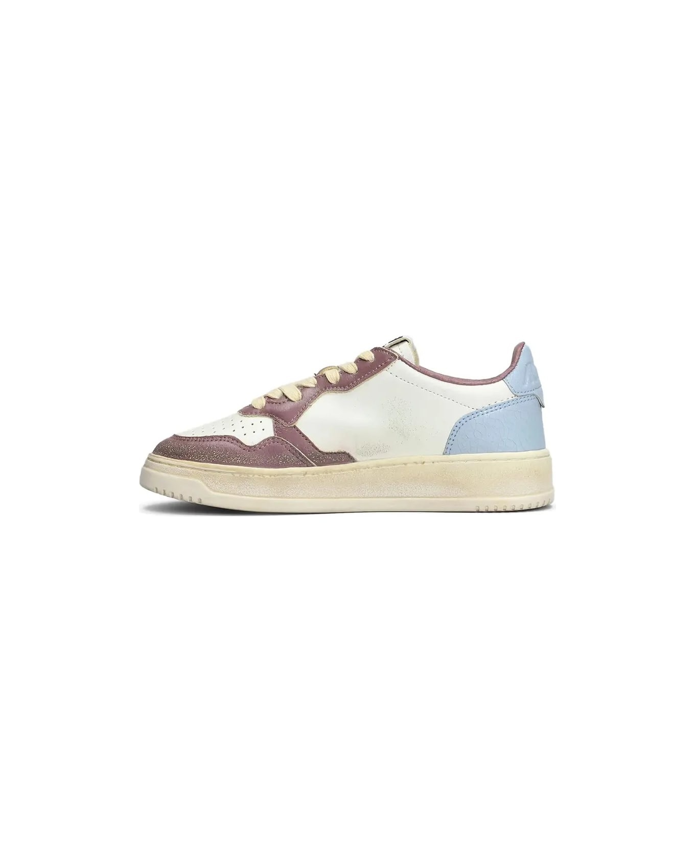 Super Vintage Medalist Low Sneakers In White, Celestial Blue And Taupe Leather - 5