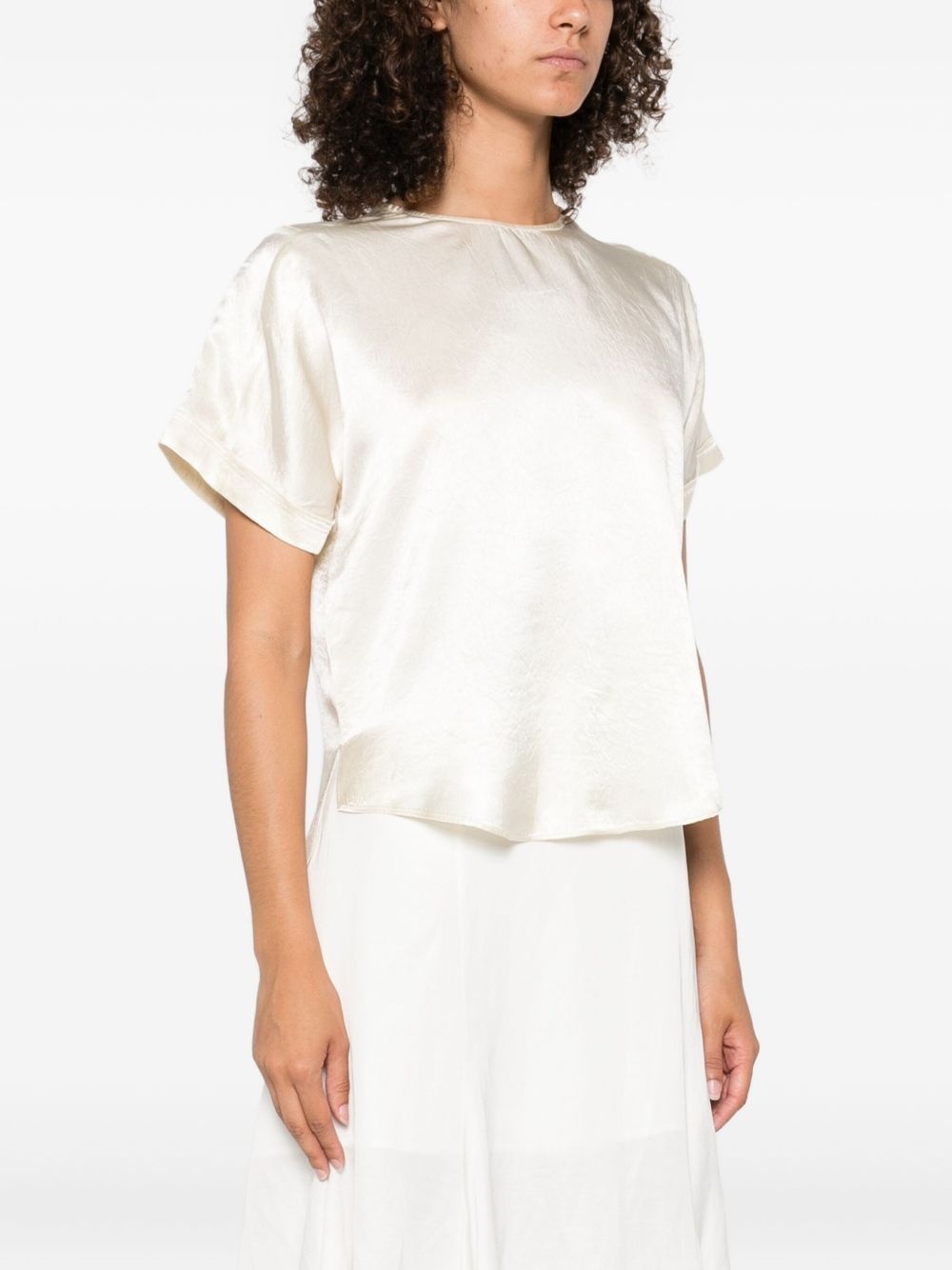satin short-sleeved blouse - 3