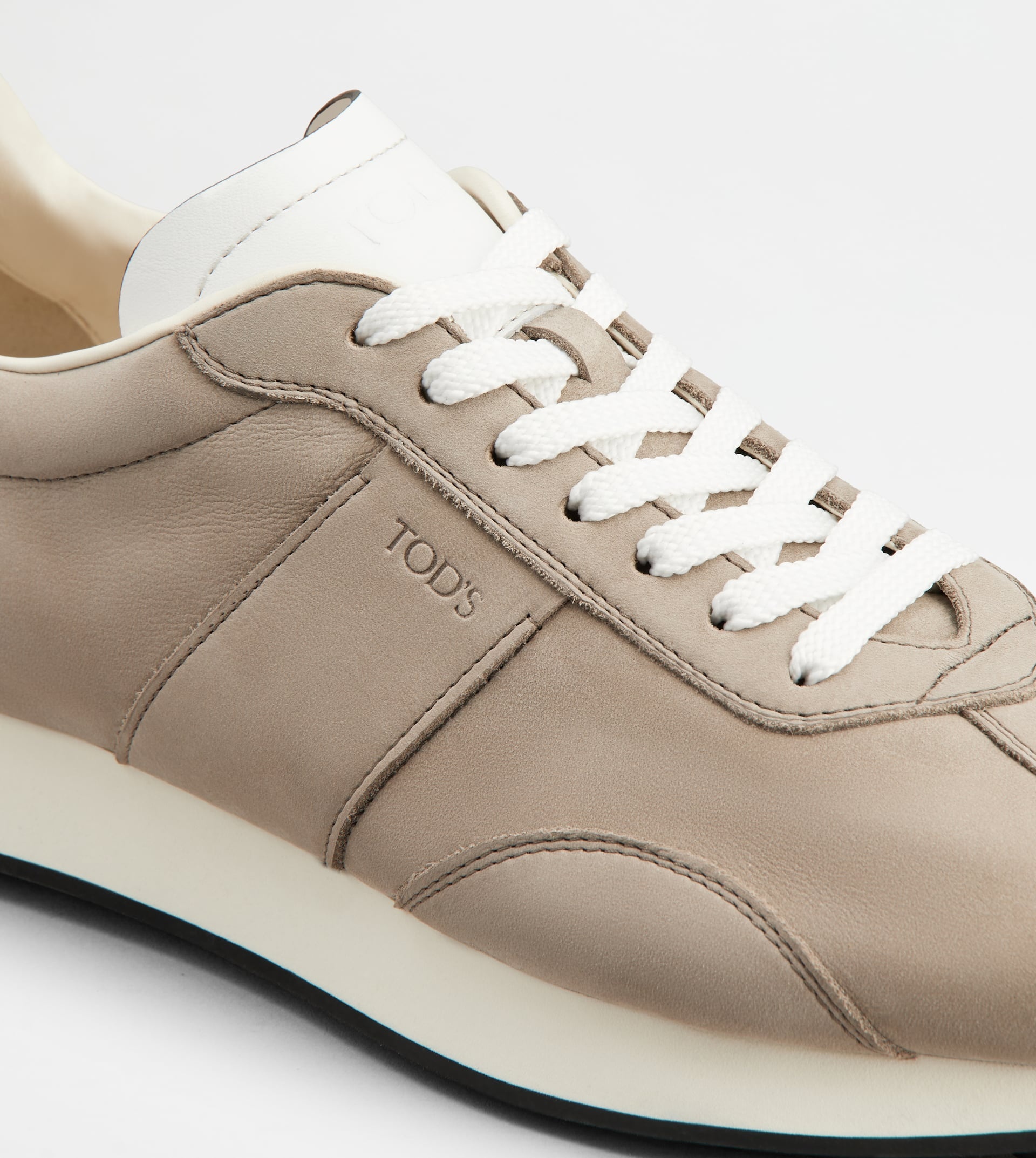 SNEAKERS IN LEATHER - WHITE, BROWN, GREY - 5