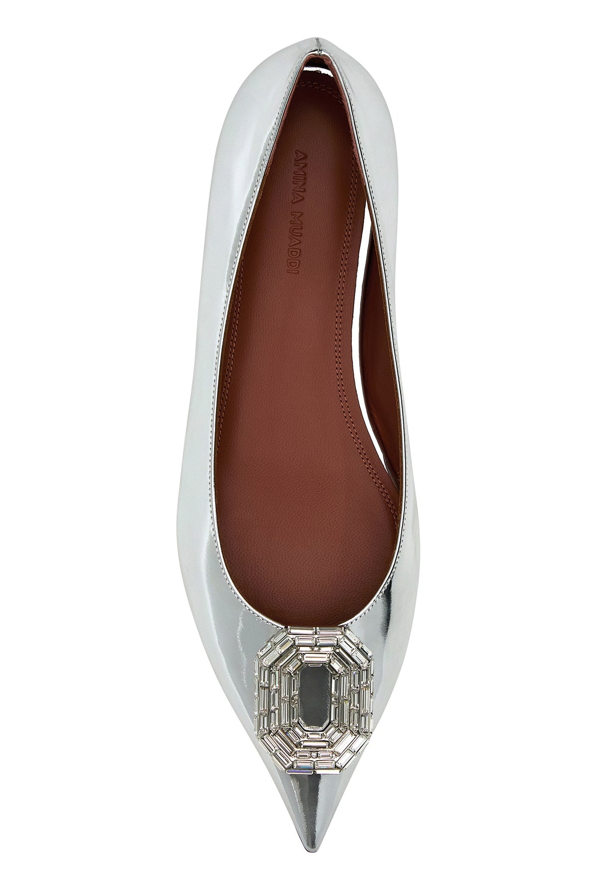 Silver leather Camelia ballerinas - 4
