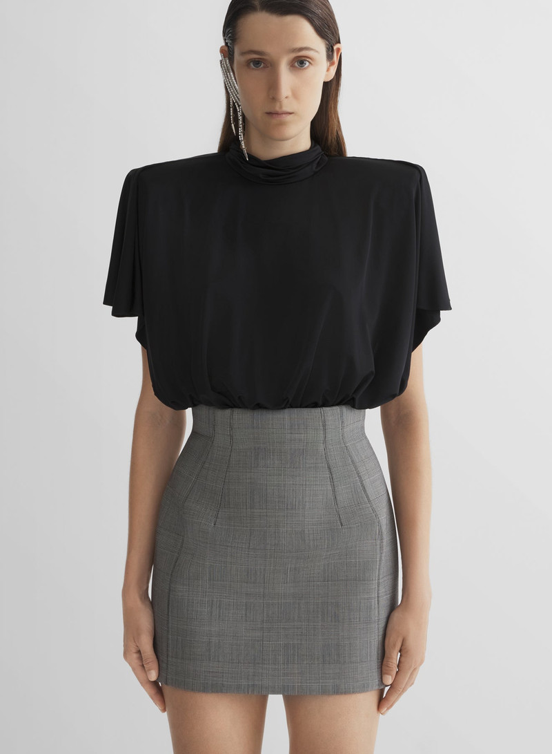 black draped power bodysuit 1