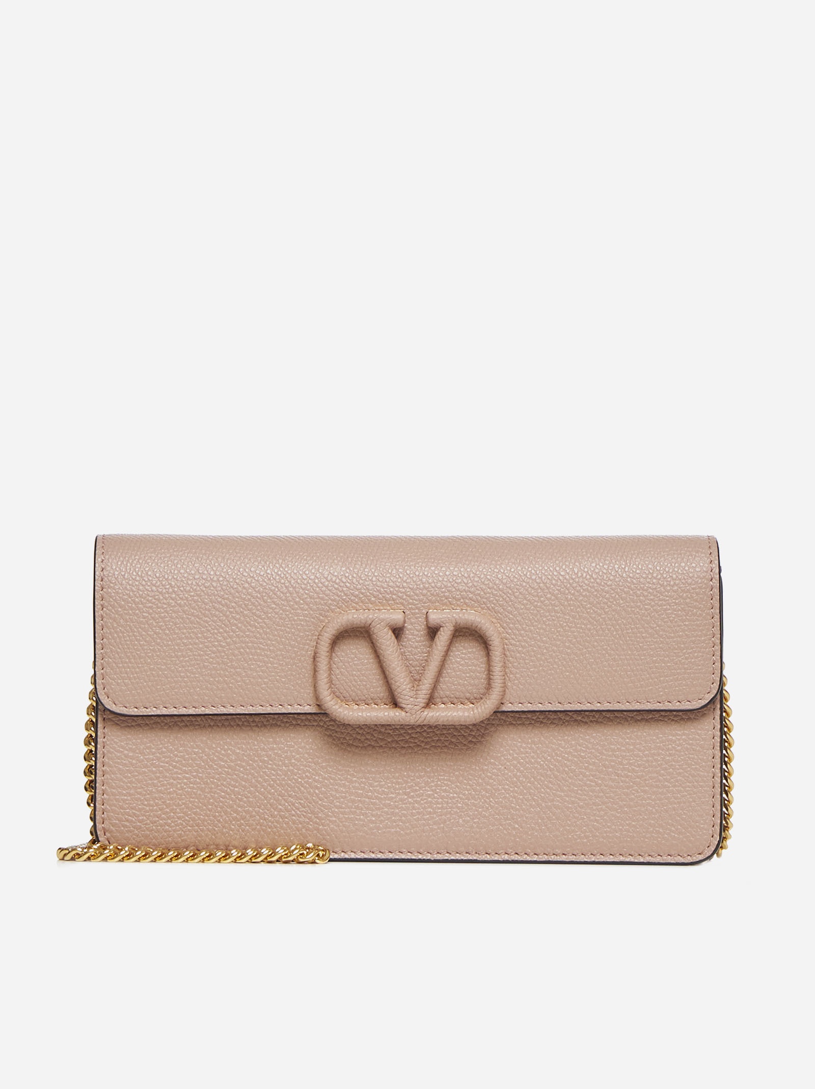 VLogo Signature leather wallet on chain - 1