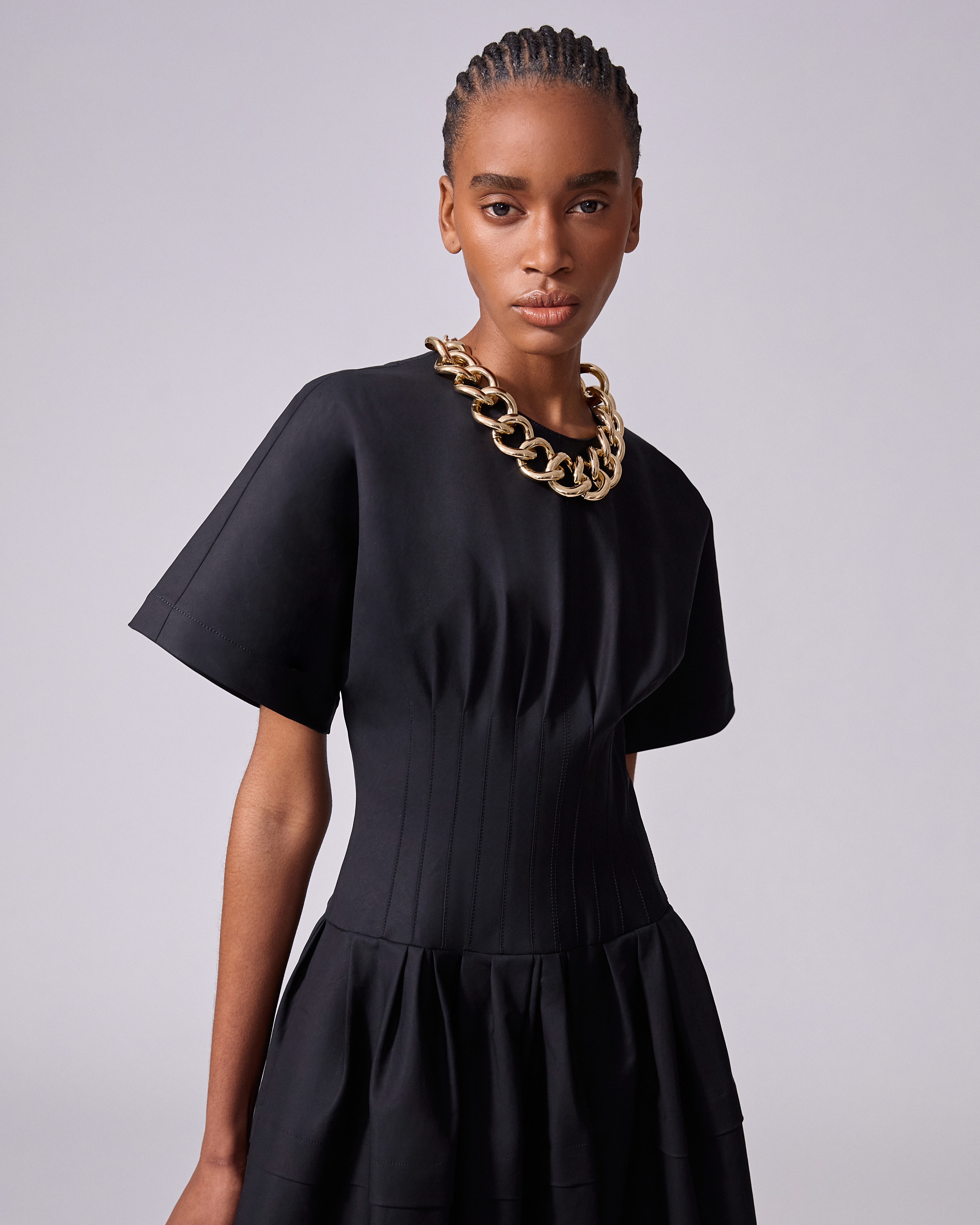 Pleated Waist Midi Dress - 4