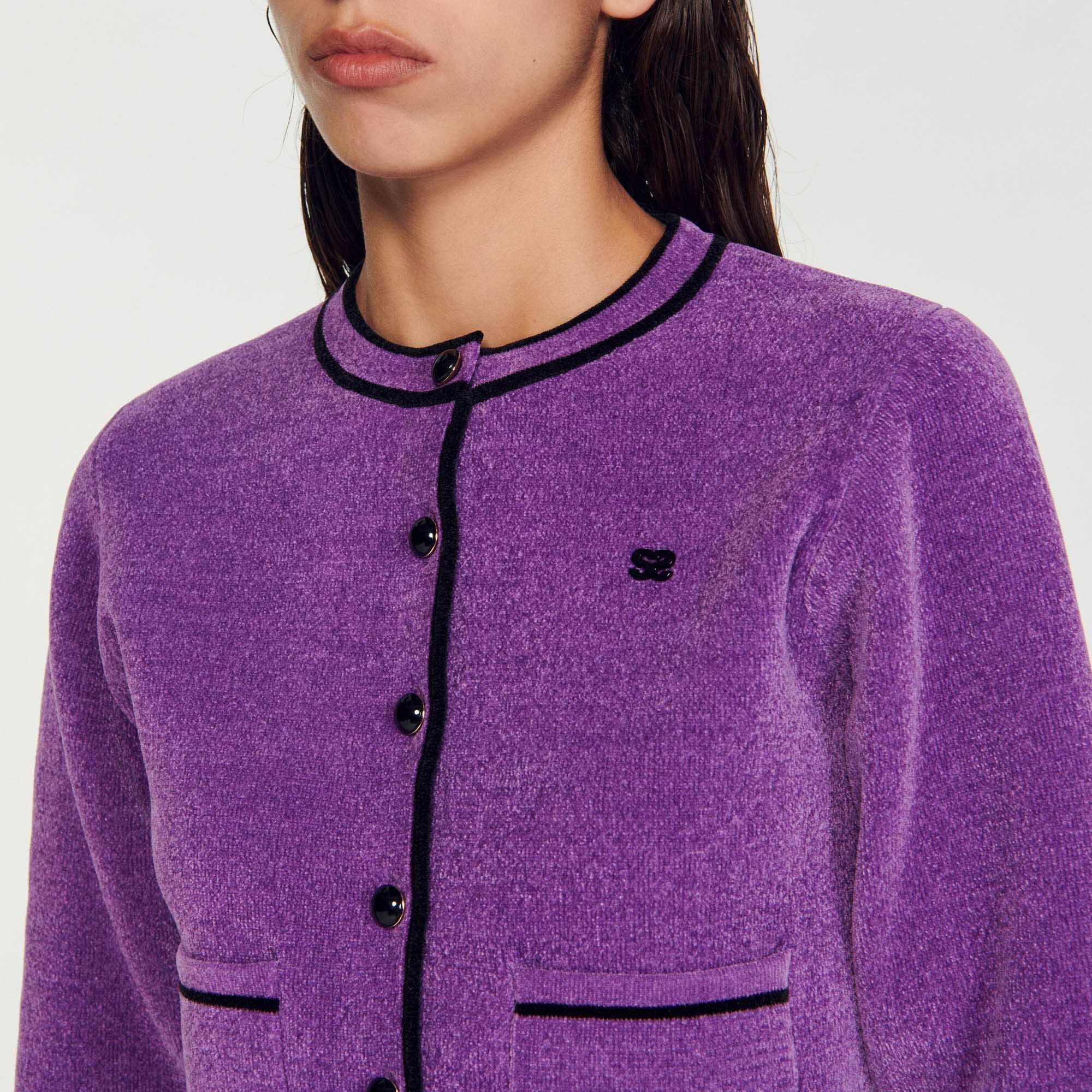 VELVET-EFFECT CROPPED COATIGAN - 4