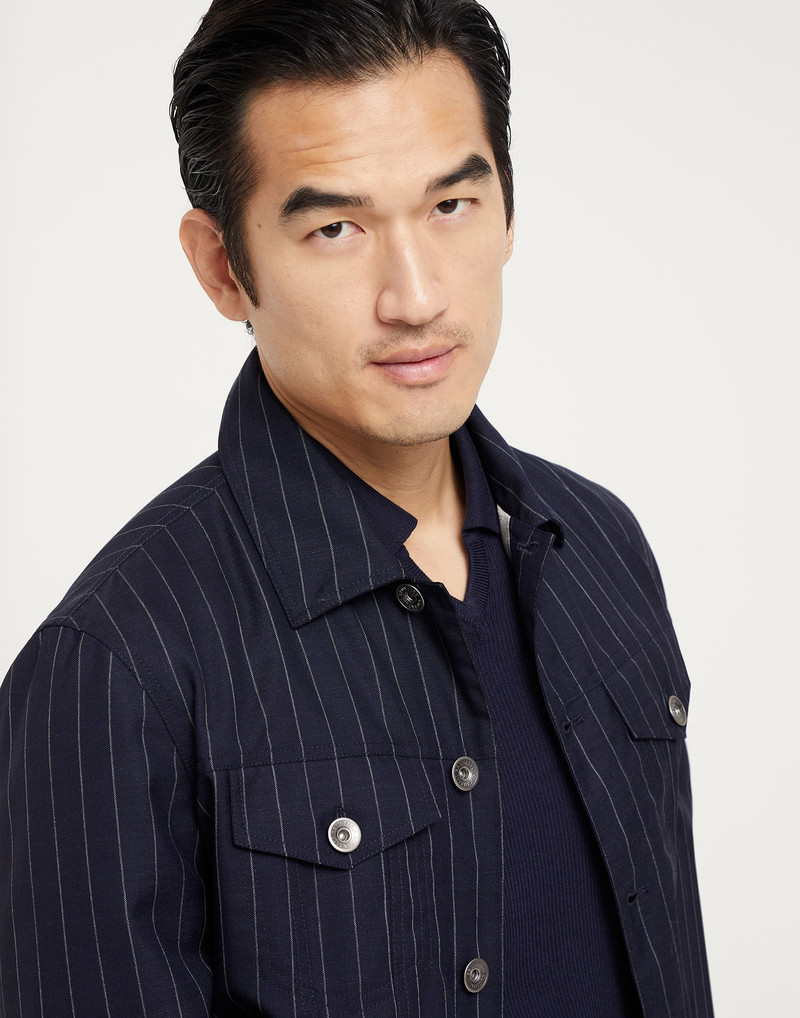 Virgin wool chalk stripe four-pocket jacket 3