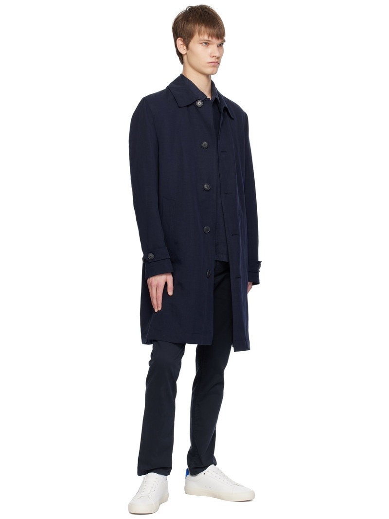 BOSS Navy Spread Collar Coat outlook
