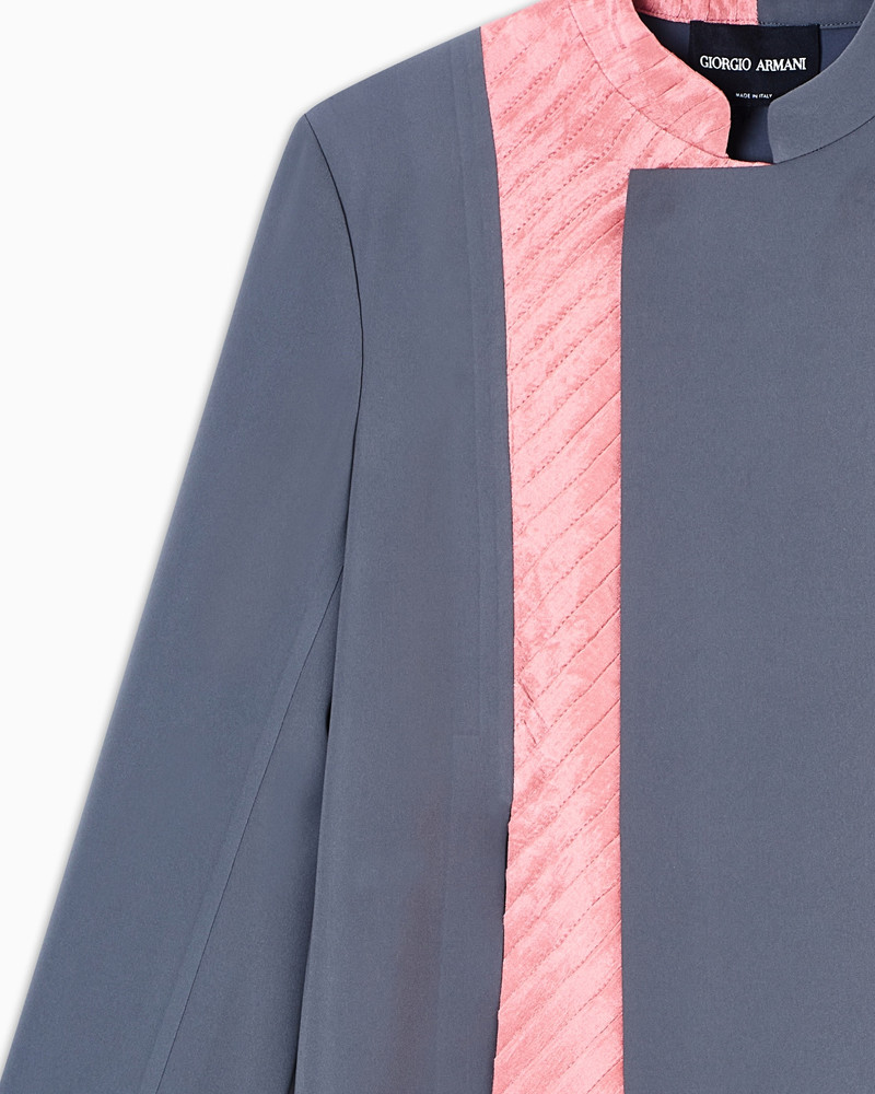 GIORGIO ARMANI LONG JACKET IN TECHNICAL CADY AND PLEATED SILK outlook