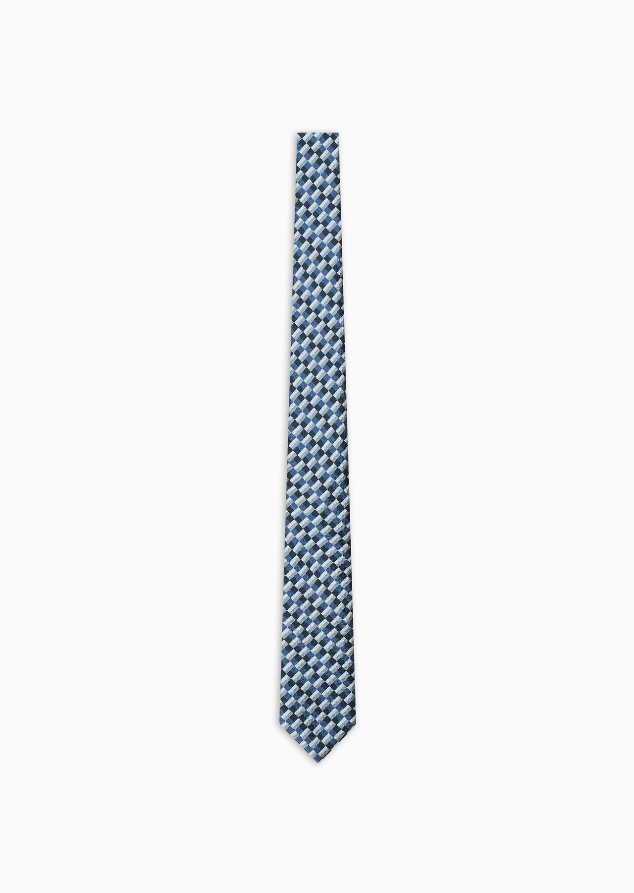 Silk seersucker tie with geometric print - 1