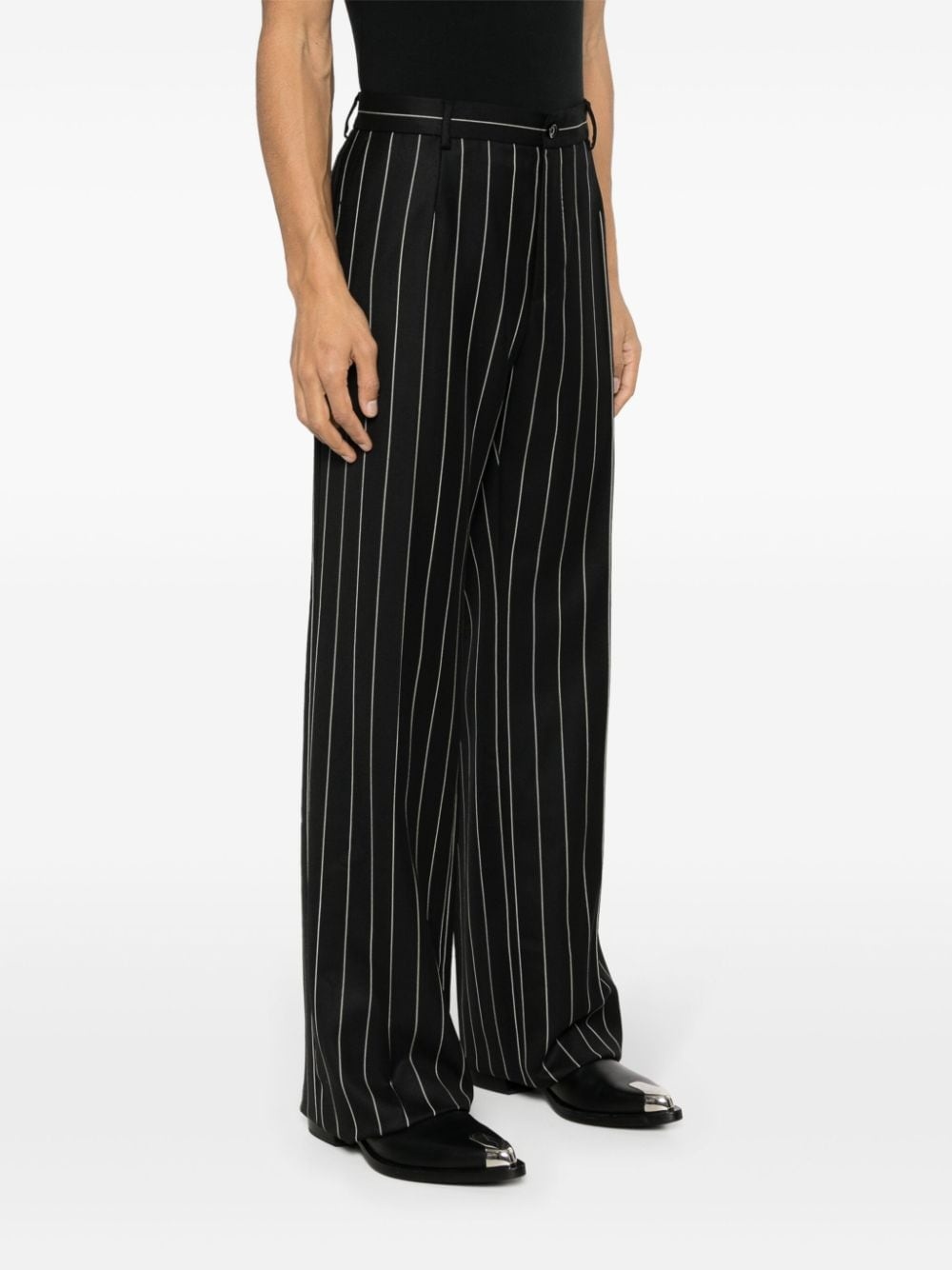 pinstripe wool trousers - 3