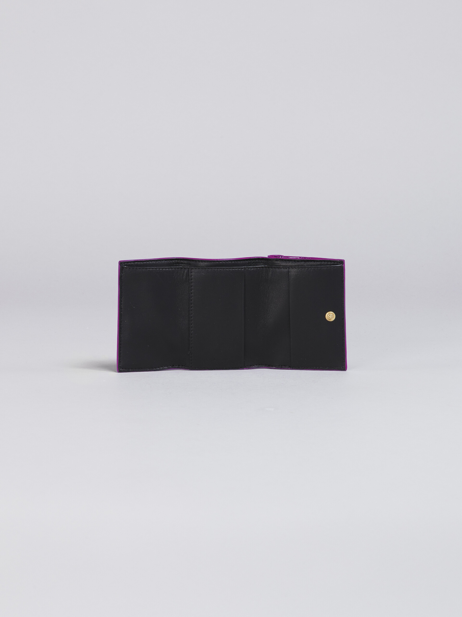 PINK METALLIC LEATHER TRI-FOLD WALLET - 2