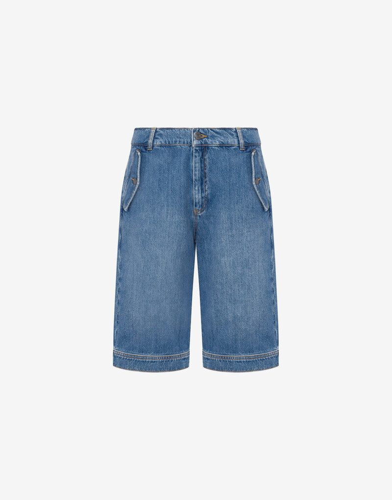 BLUE COTTON DENIM BERMUDA SHORTS 1